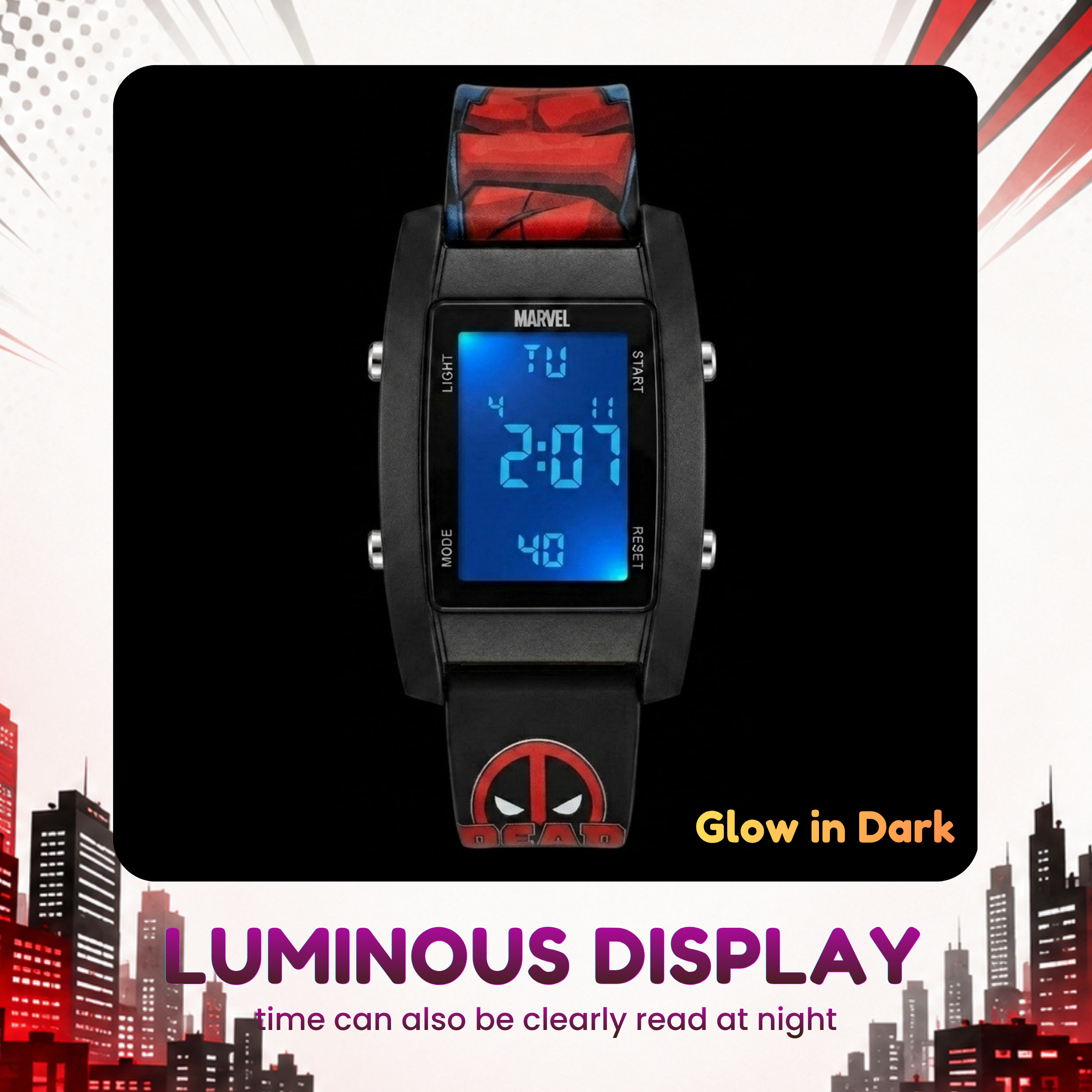 Spiky Deadpool theme Digital Kids Watch