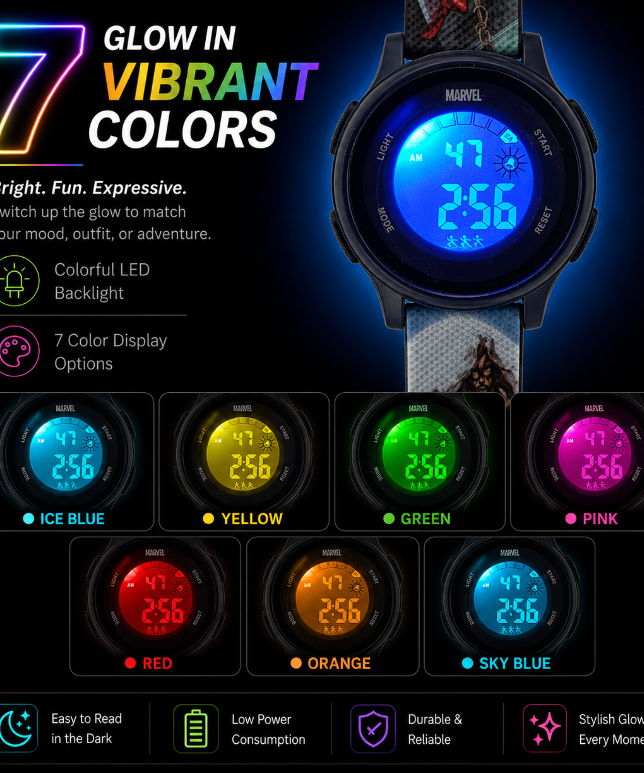 Spiky SpiderMan theme Digital Kids Watch