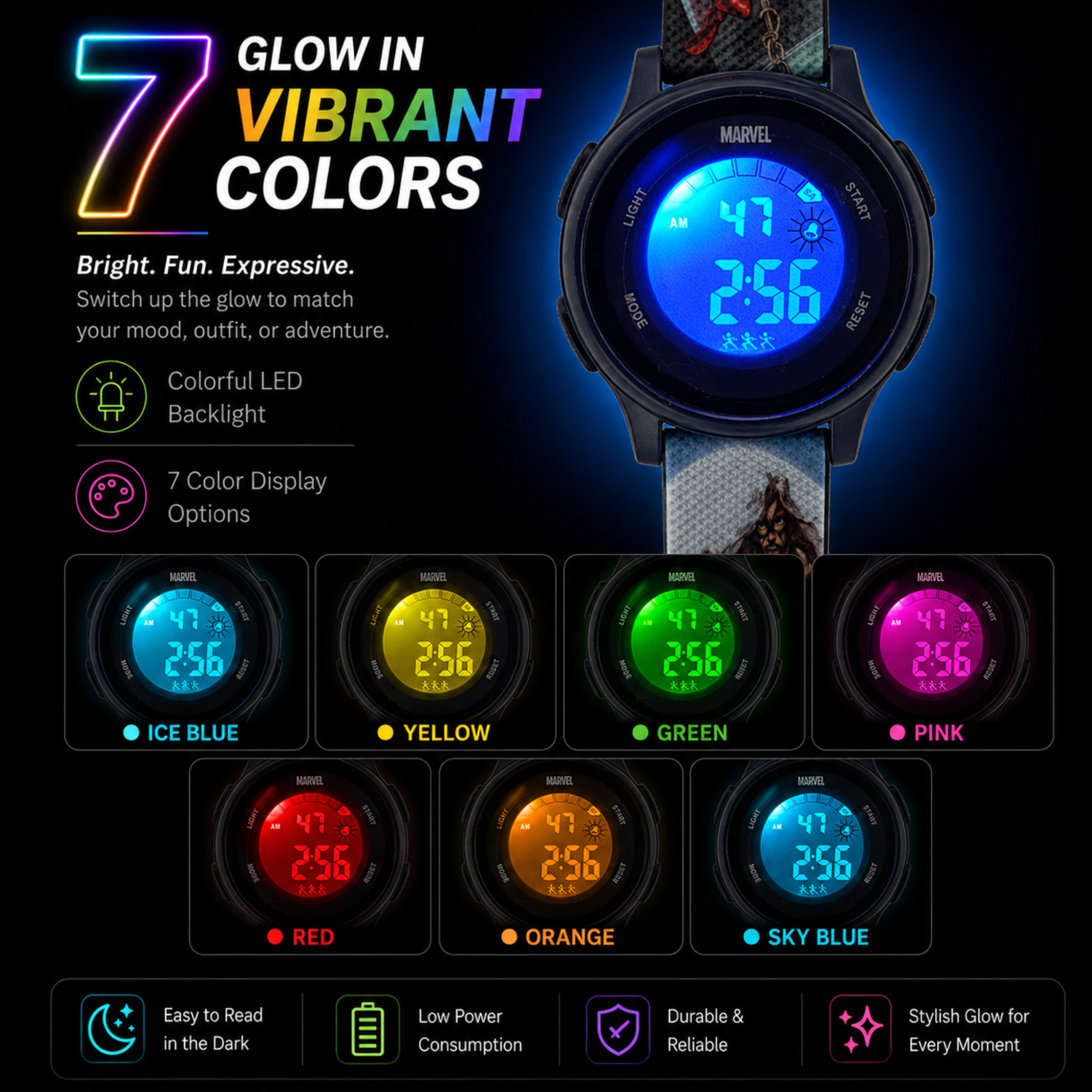 Spiky SpiderMan theme Digital Kids Watch