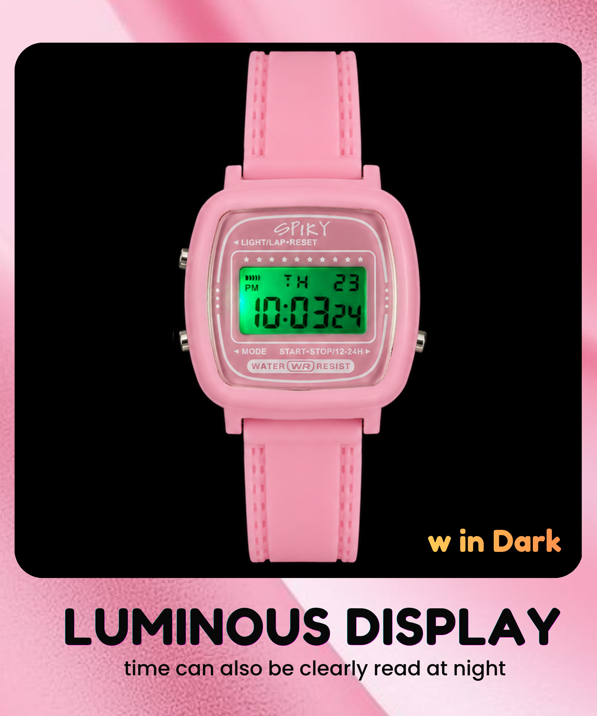 Spiky Square Digital Sports Watch for Kids Girls