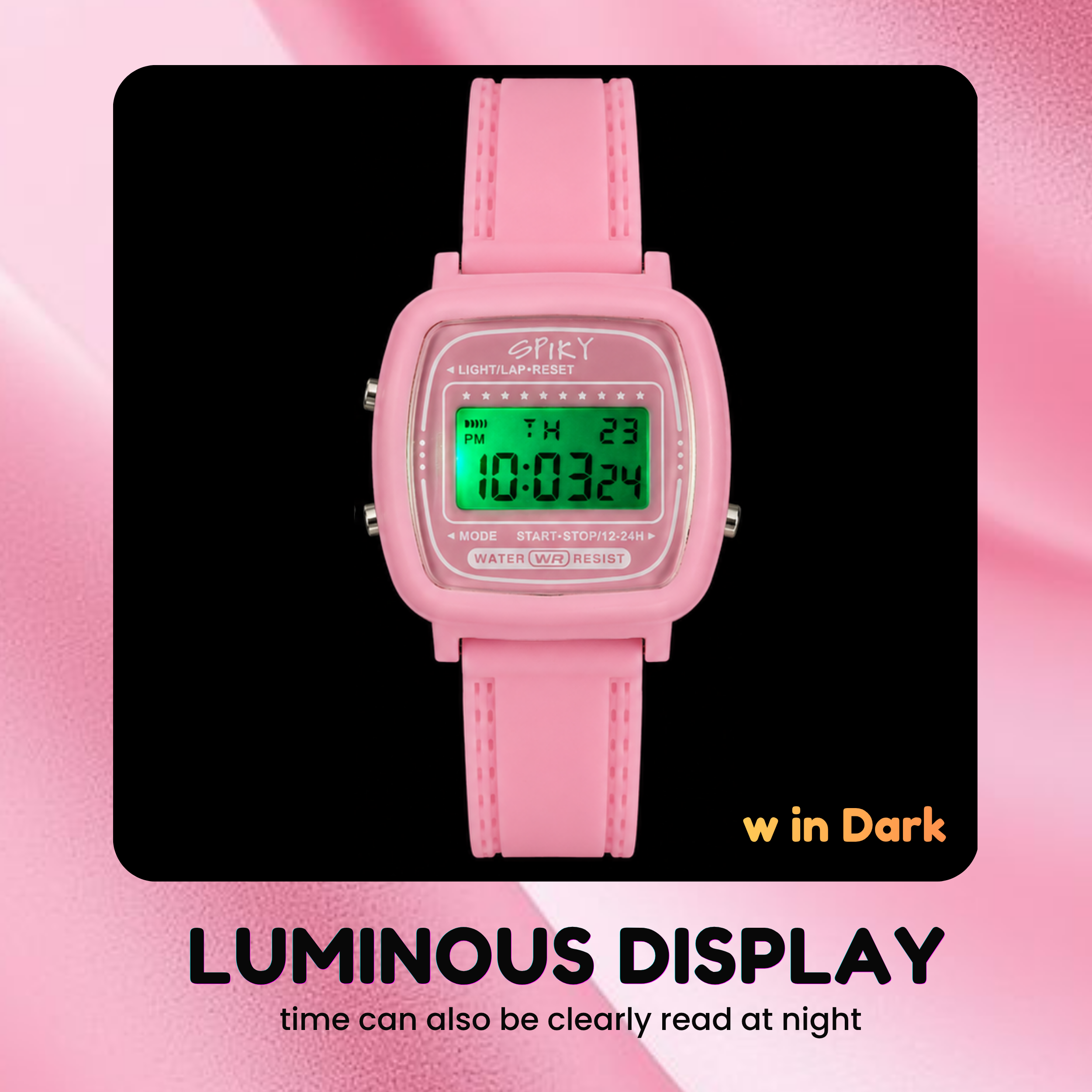 Spiky Square Digital Sports Watch for Kids Girls