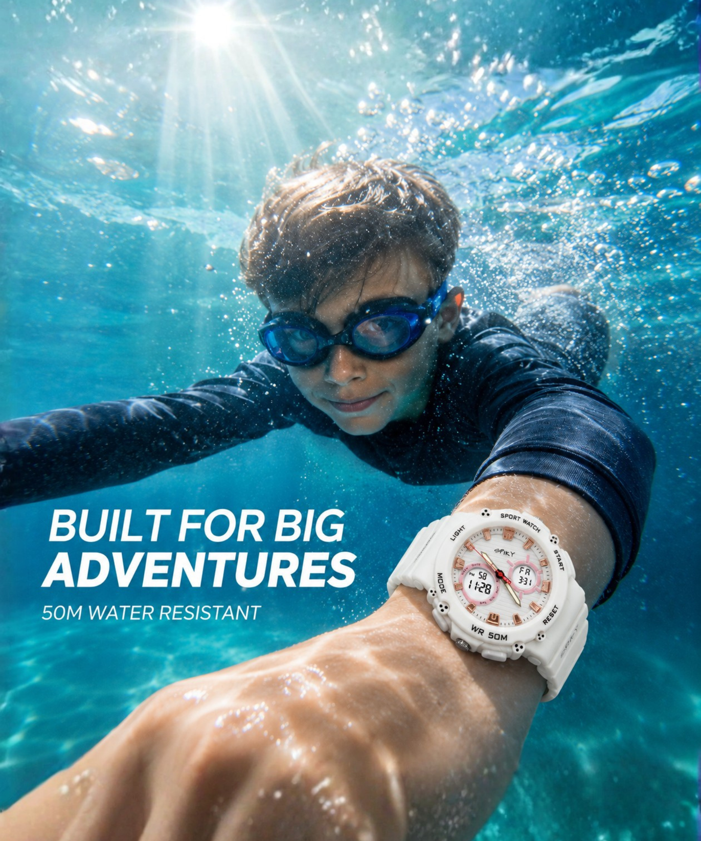 Spiky Analog-Digital Sports Watch for Kids Boys and Girls