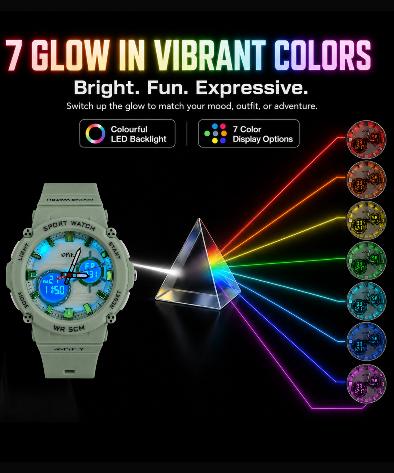 Spiky Analog-Digital Sports Watch for Kids Boys and Girls