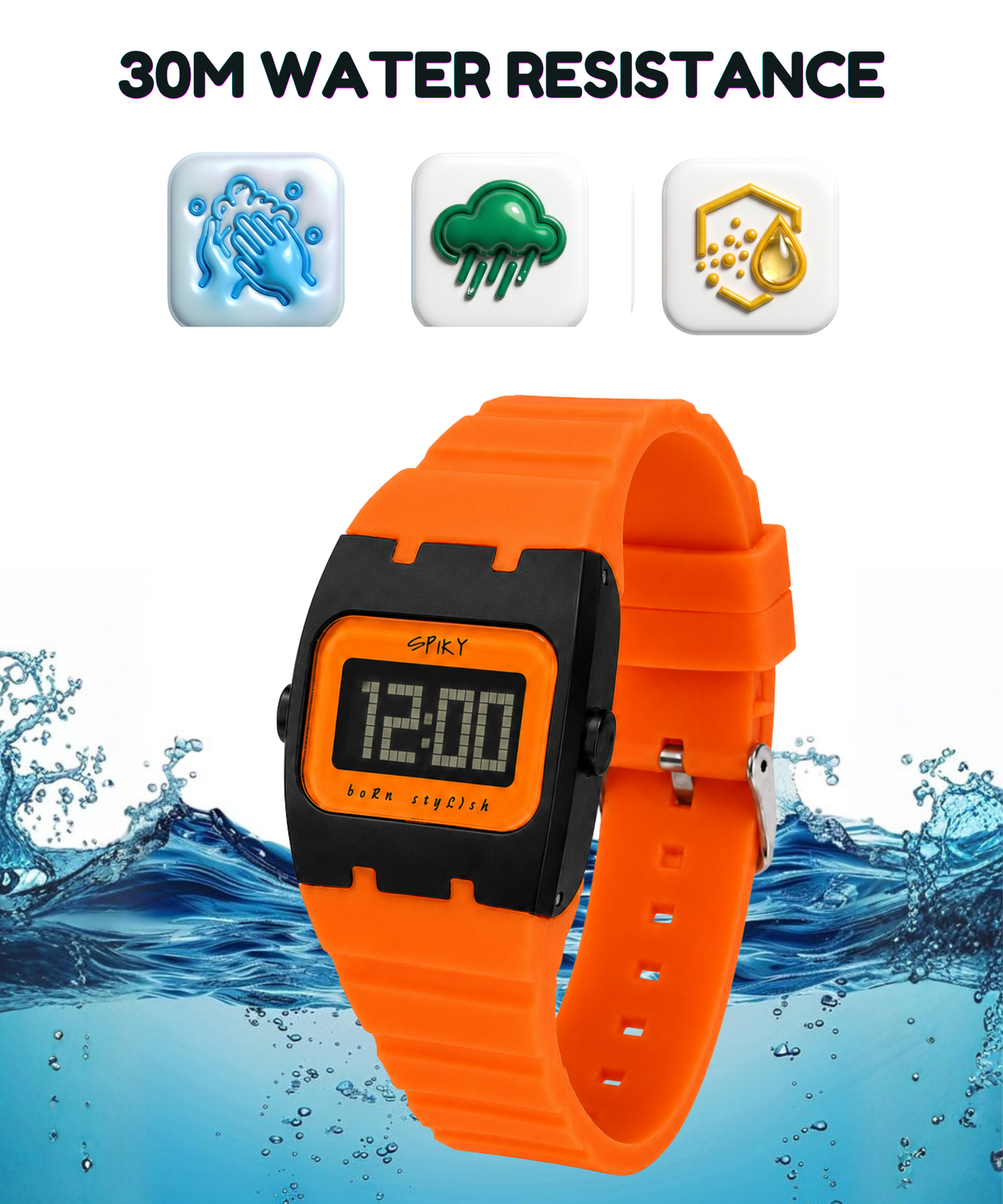 Spiky Rectangle Digital Sports Watch for Kids