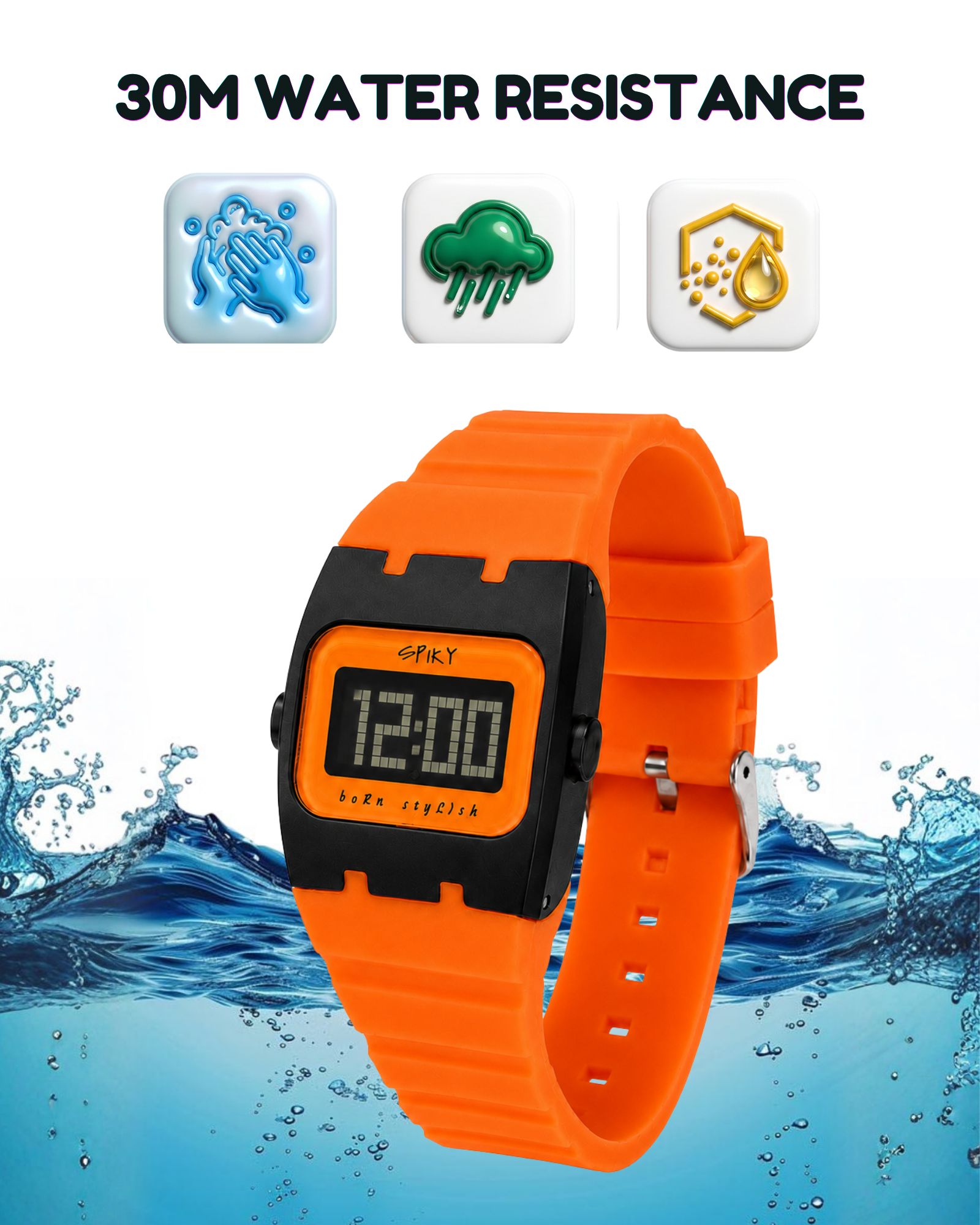 Spiky Rectangle Digital Sports Watch for Kids