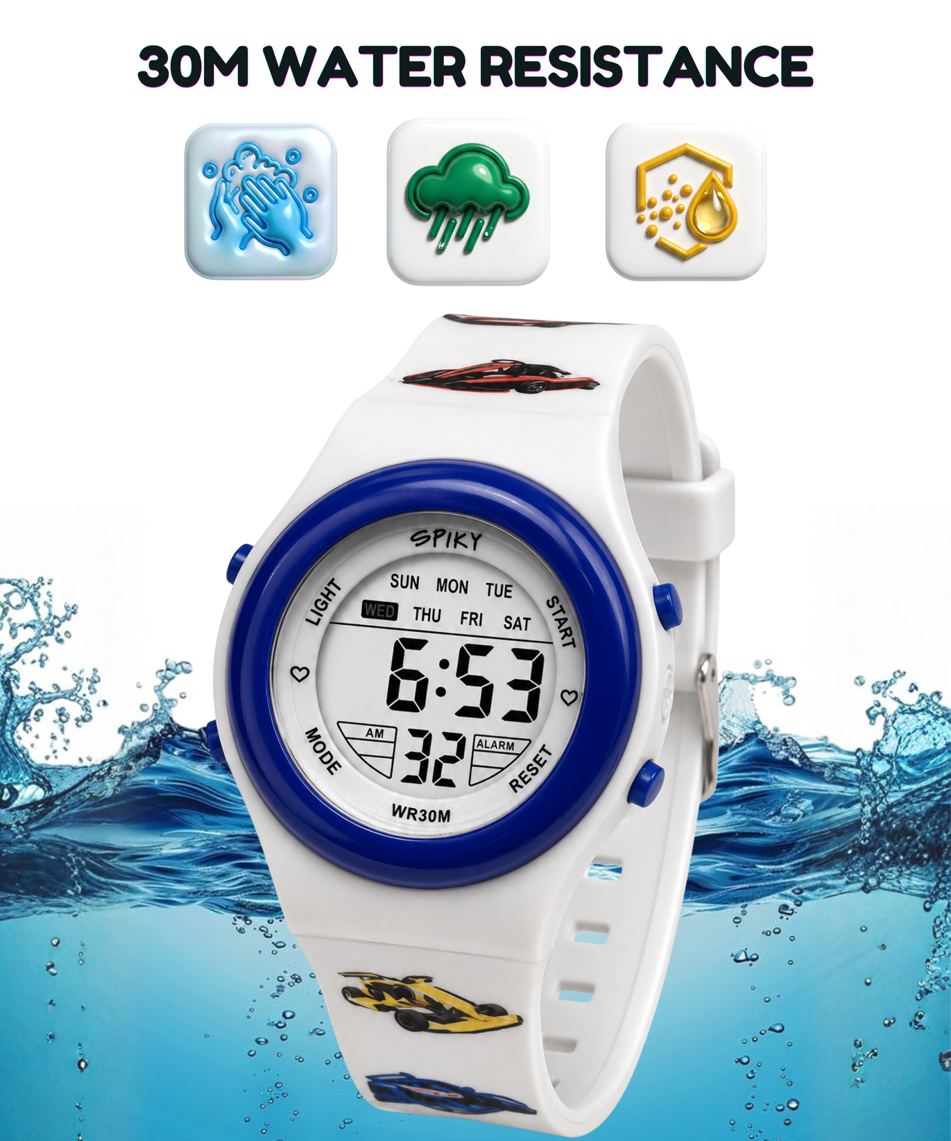 Spiky Round Digital Sports Watch for Kids
