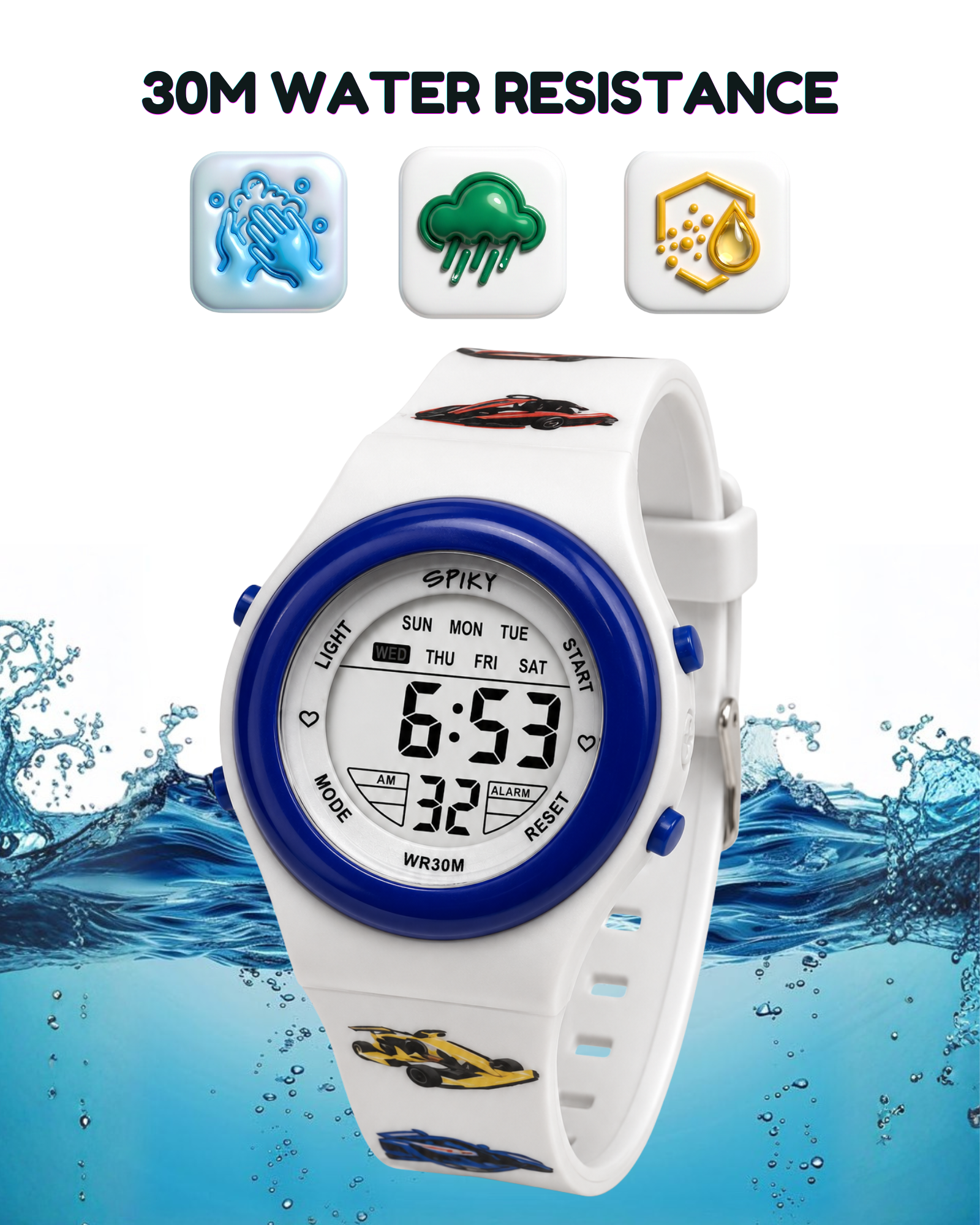 Spiky Round Digital Sports Watch for Kids