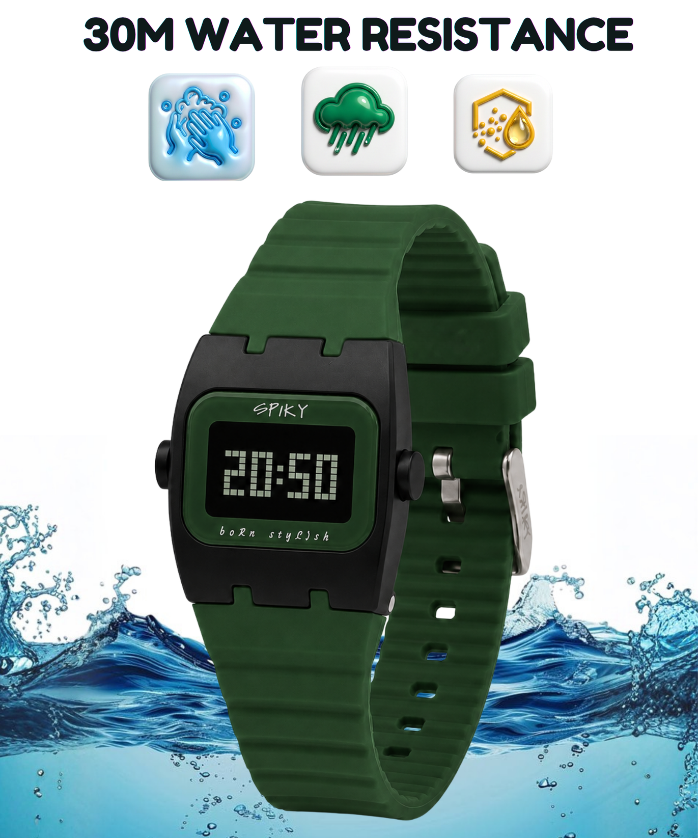 Spiky Rectangle Digital Sports Watch for Kids