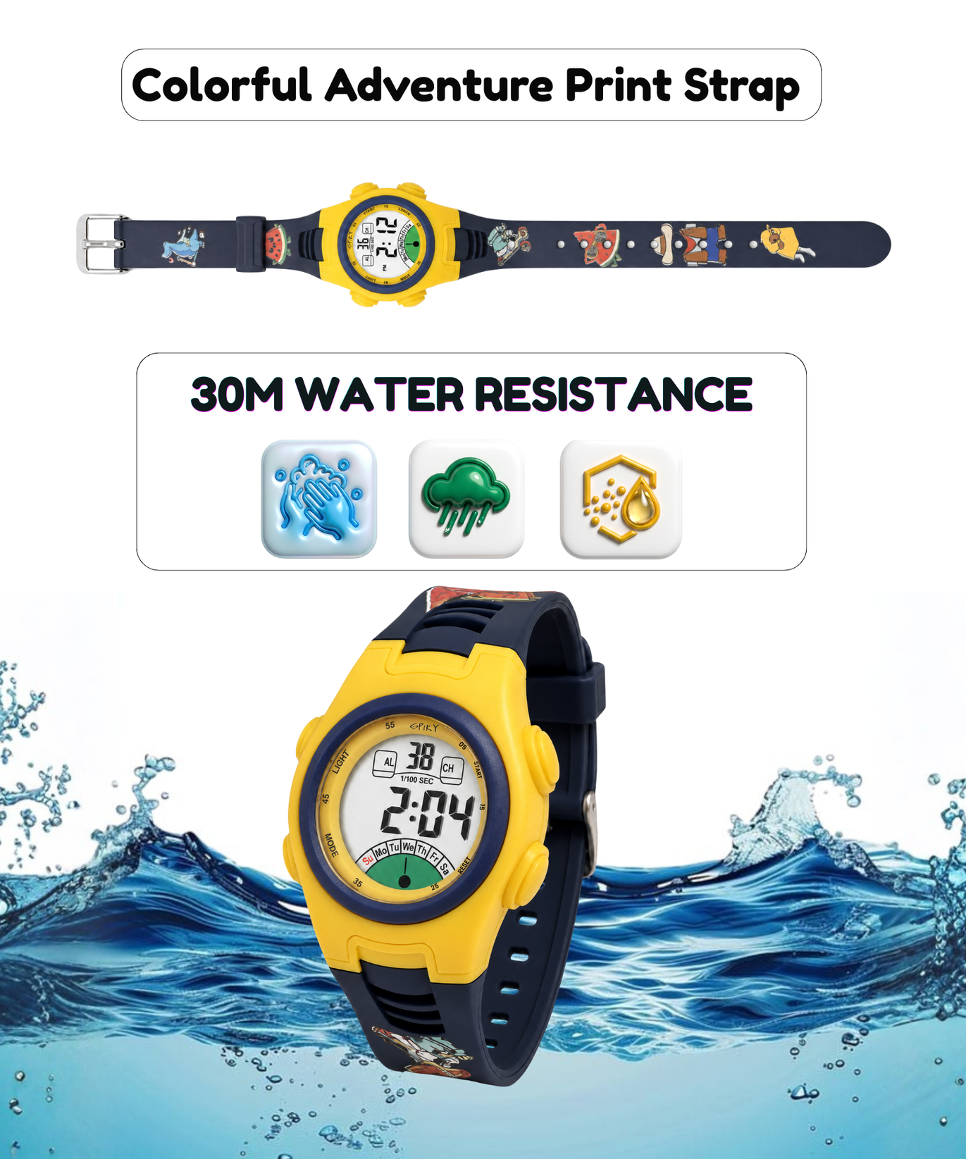 Spiky EVA52 Round Digital Sports Watch for Kids
