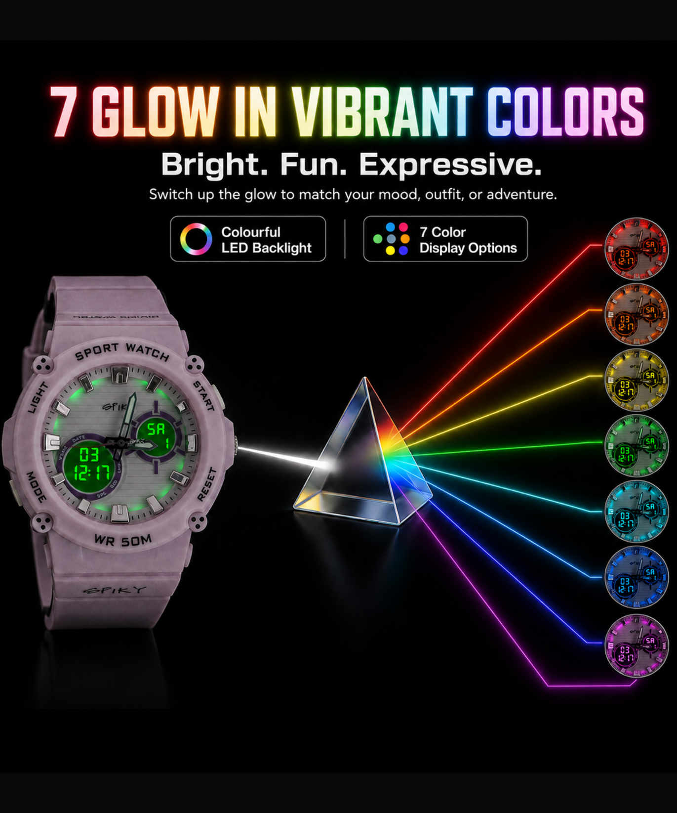 Spiky Analog-Digital Sports Watch for Kids Girls