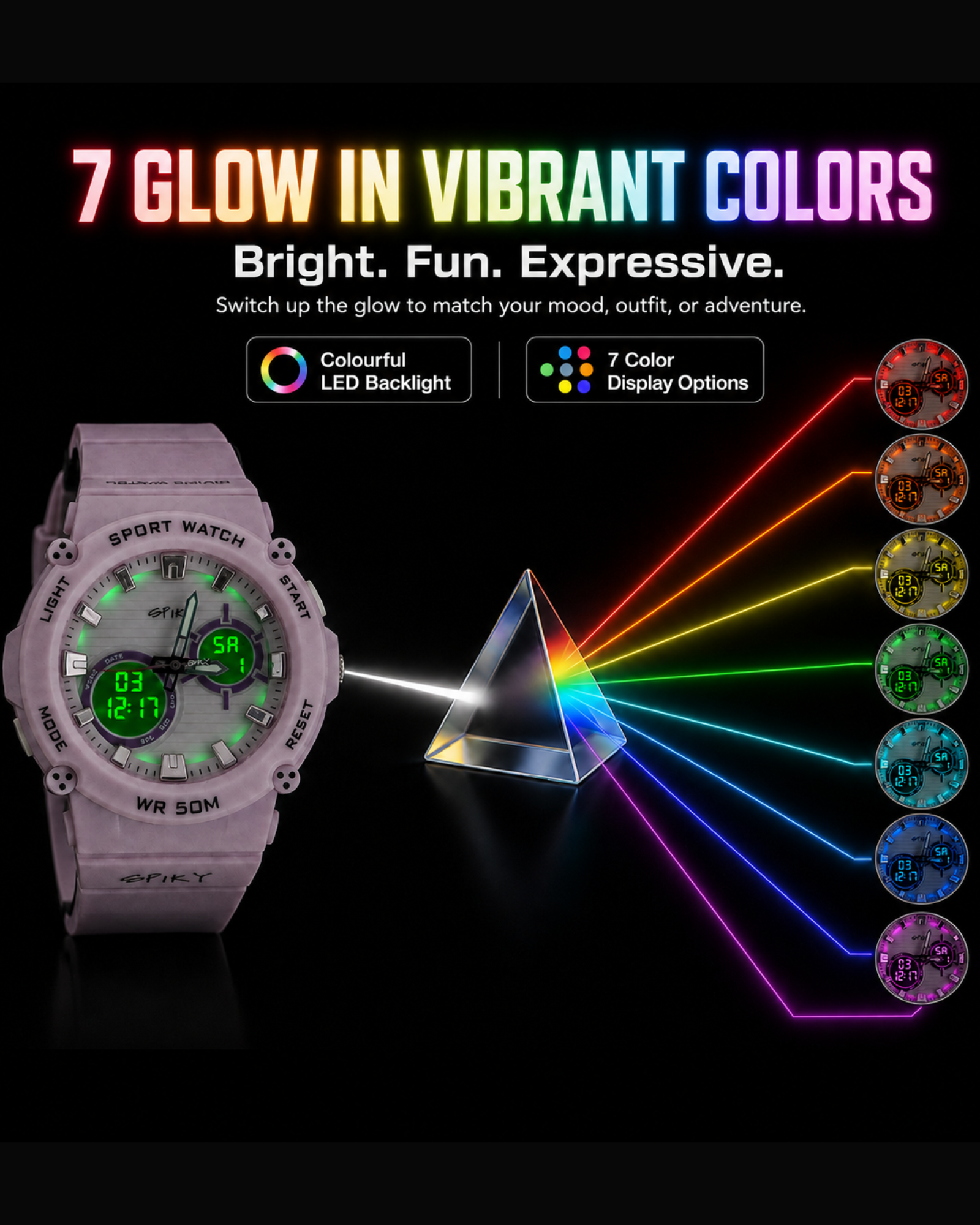 Spiky Analog-Digital Sports Watch for Kids Girls
