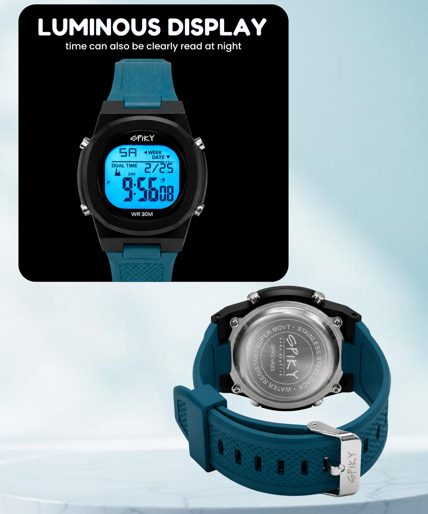 Spiky EVA65 Round Digital Sports Watch for Kids