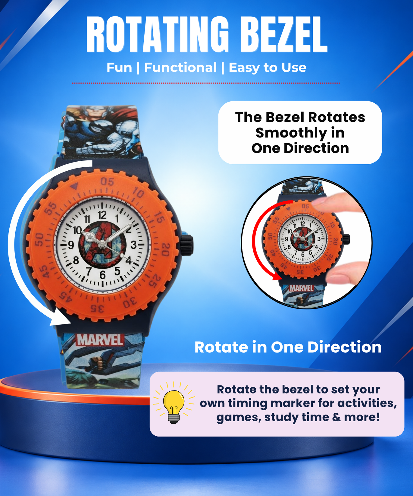 Spiky Round Avengers Themed Analog Watch