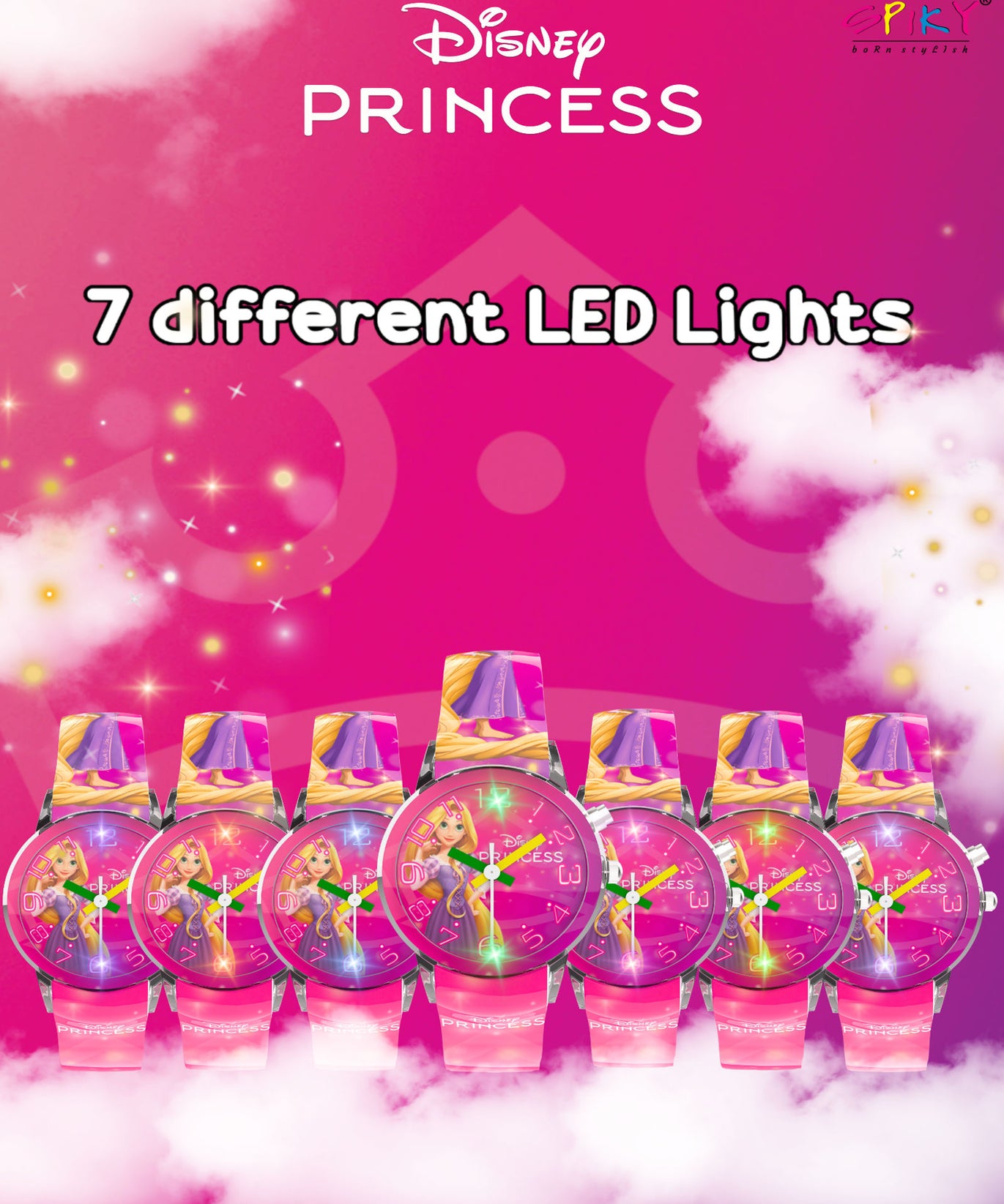 Disney Princess Kids Analog Watch with LED Light | For Girls Age 3–10 Years