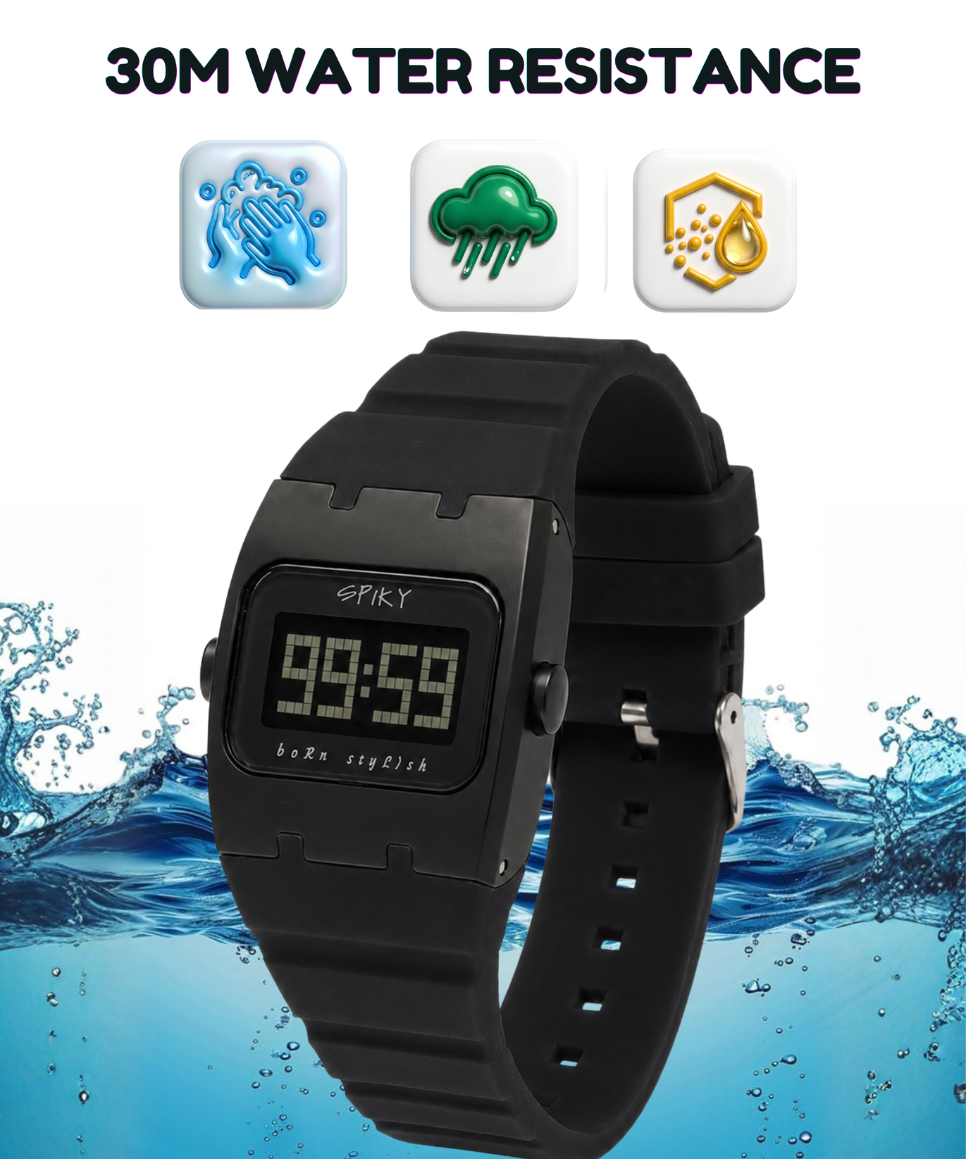 Spiky Rectangle Digital Sports Watch for Kids