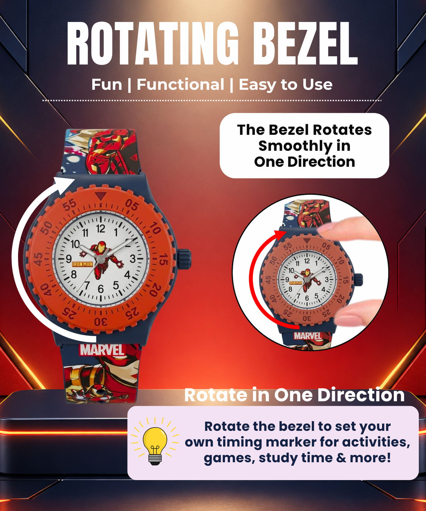 Spiky Round Ironman Themed Analog Watch