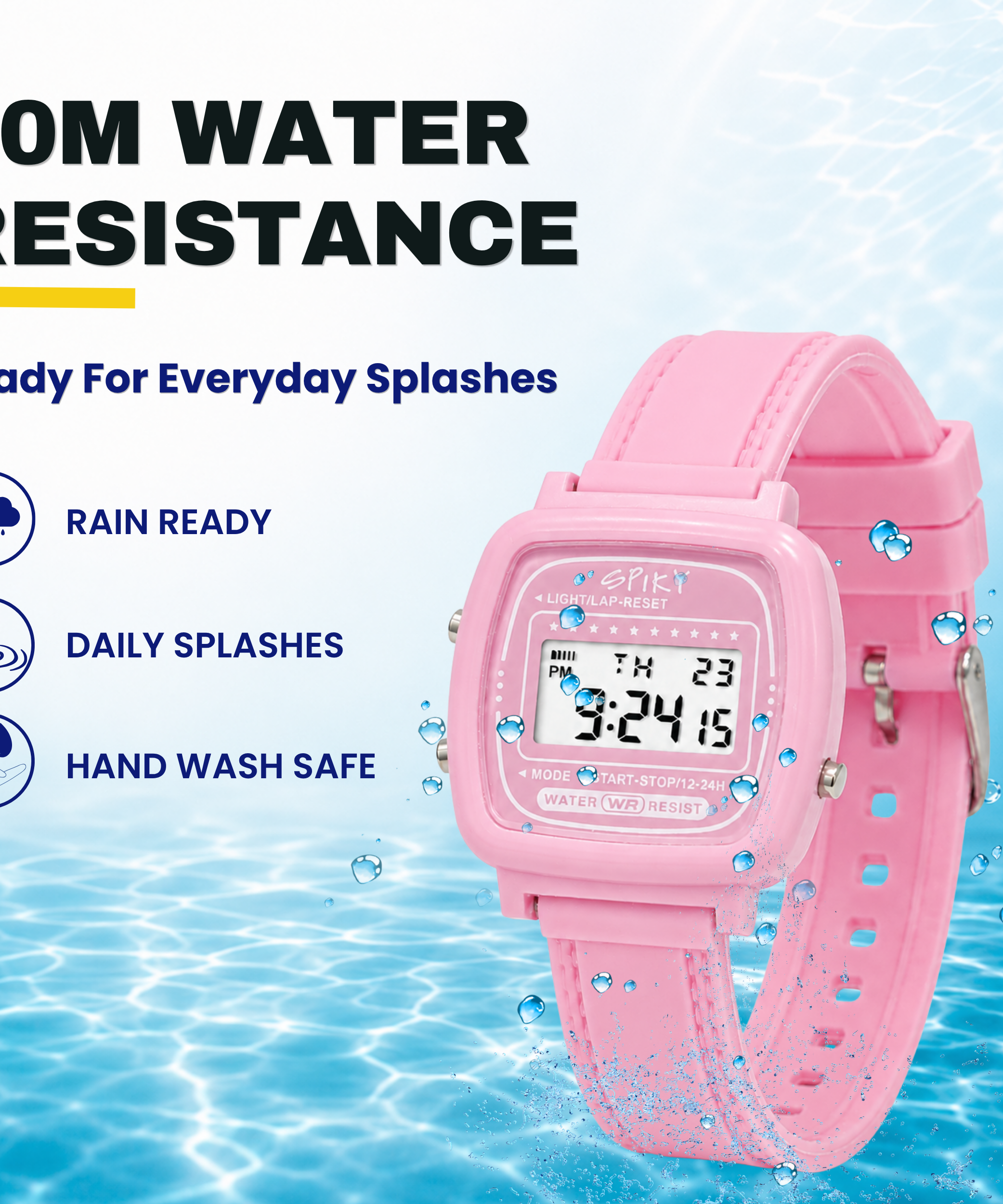 Spiky Square Digital Sports Watch for Kids Girls