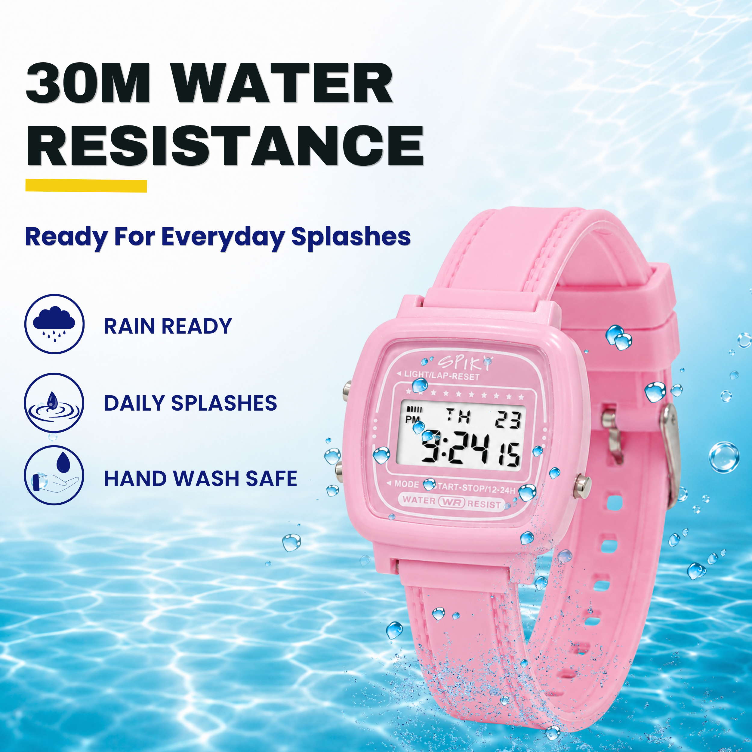 Spiky Square Digital Sports Watch for Kids Girls