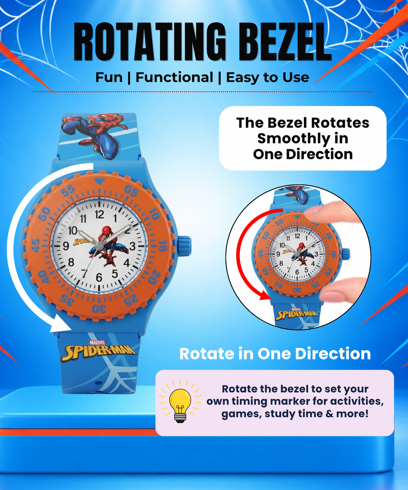 Spiky Round Spiderman Themed Analog Watch