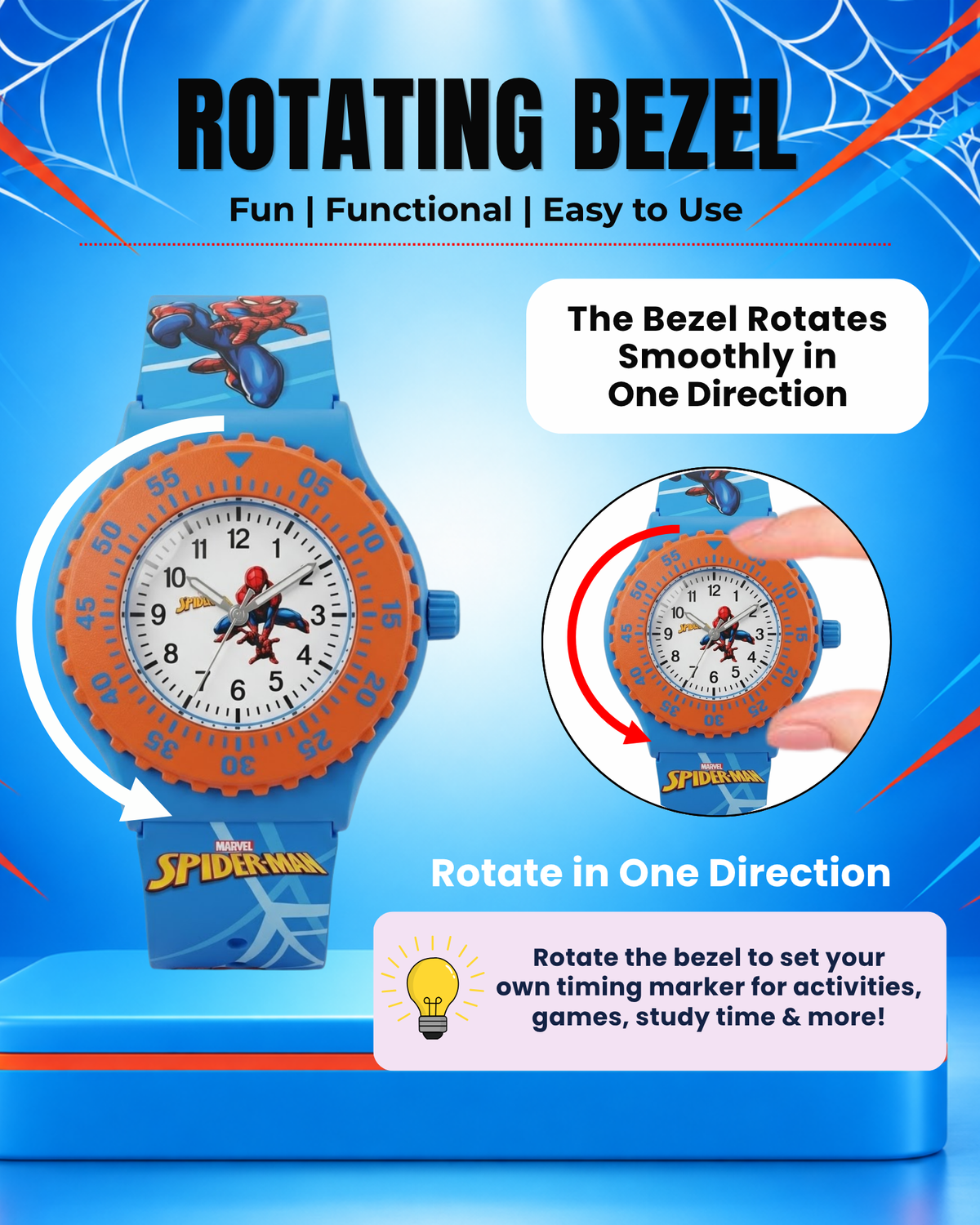 Spiky Round Spiderman Themed Analog Watch