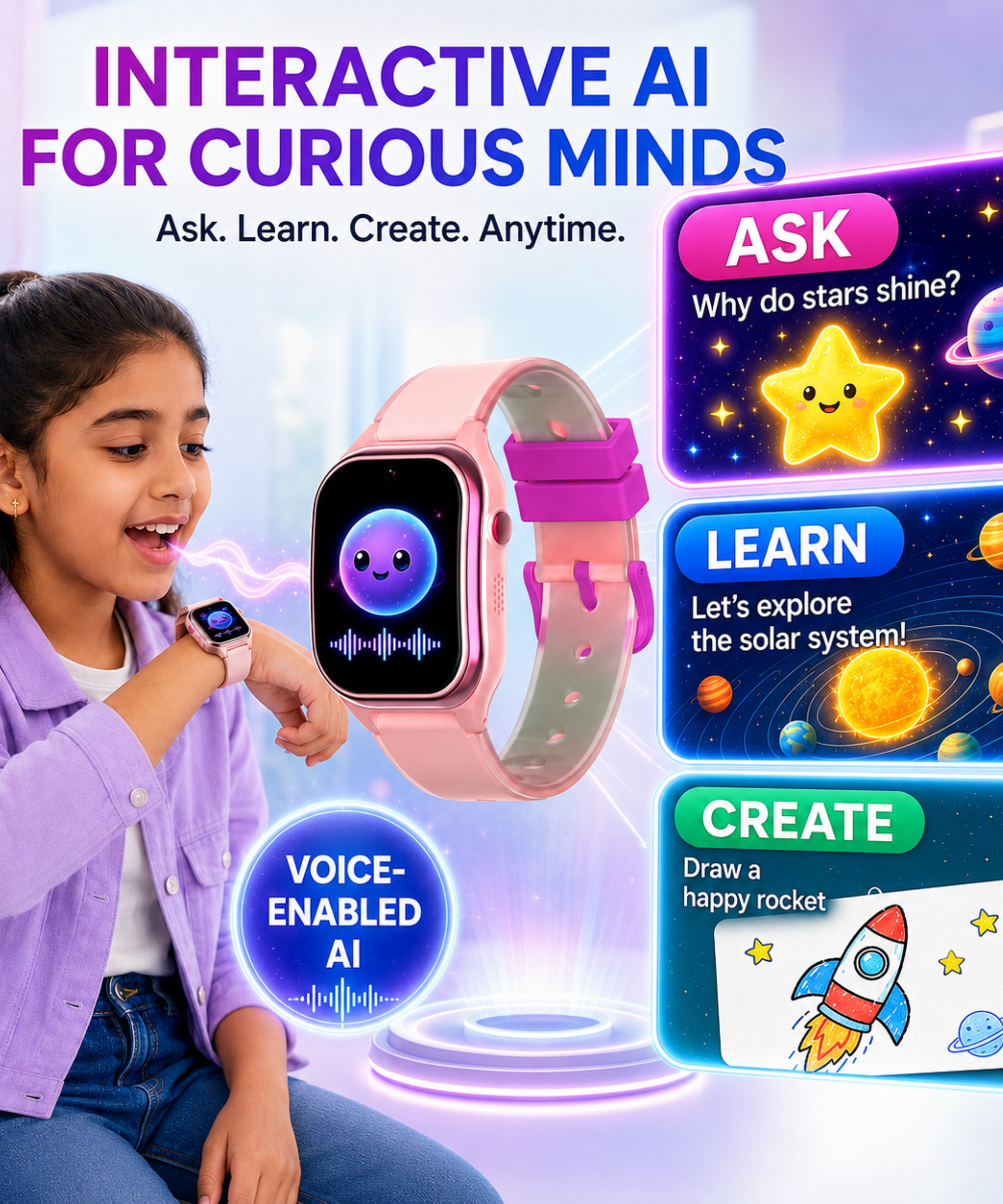 Spiky Smart Ai Video & Voice Calling Smartwatch for Kids