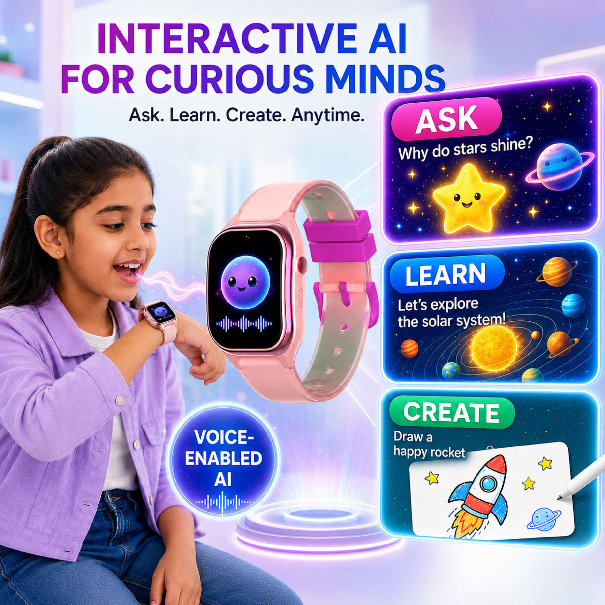 Spiky Smart Ai Video & Voice Calling Smartwatch for Kids