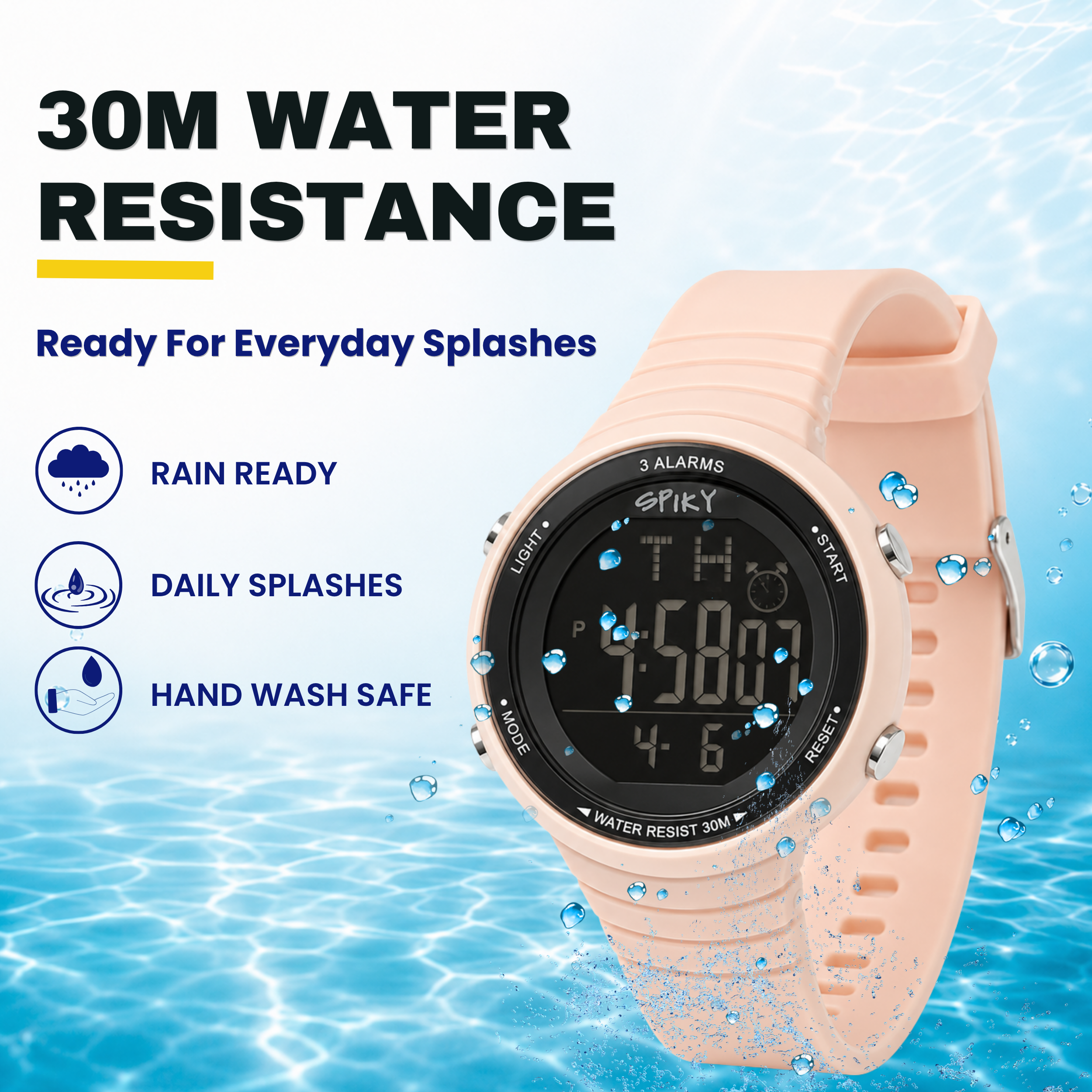 Spiky Square Digital Sports Watch for Kids Girls