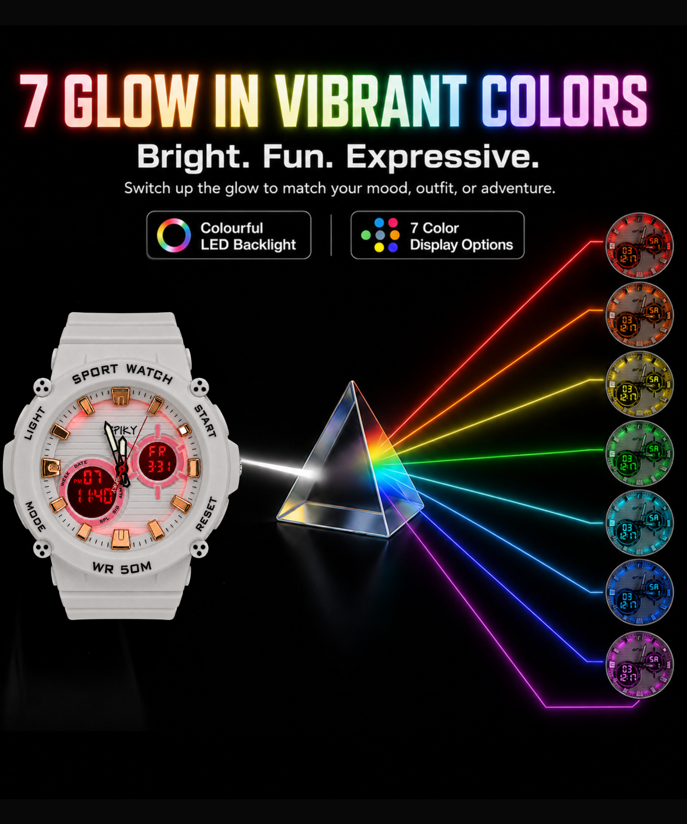 Spiky Analog-Digital Sports Watch for Kids Boys and Girls