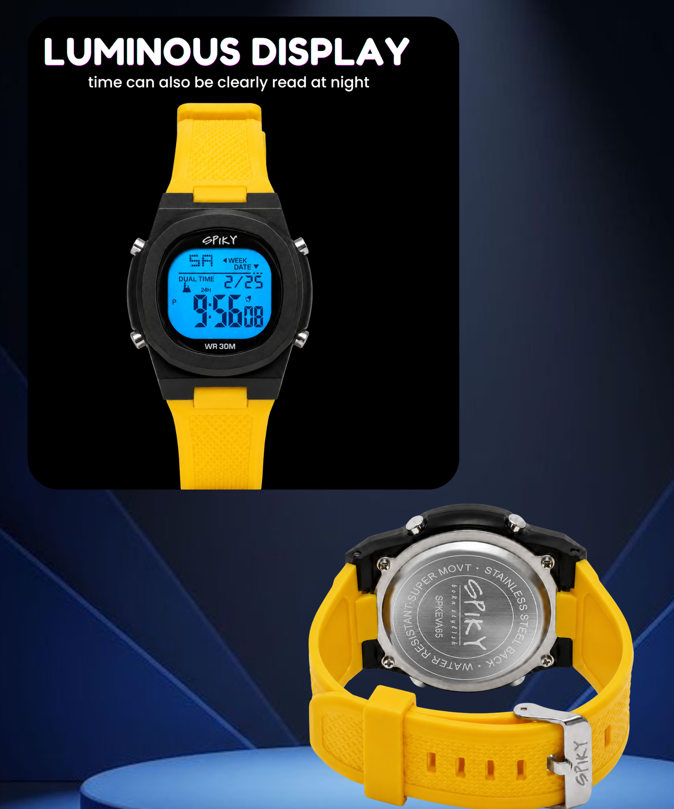 Spiky EVA65 Round Digital Sports Watch for Kids