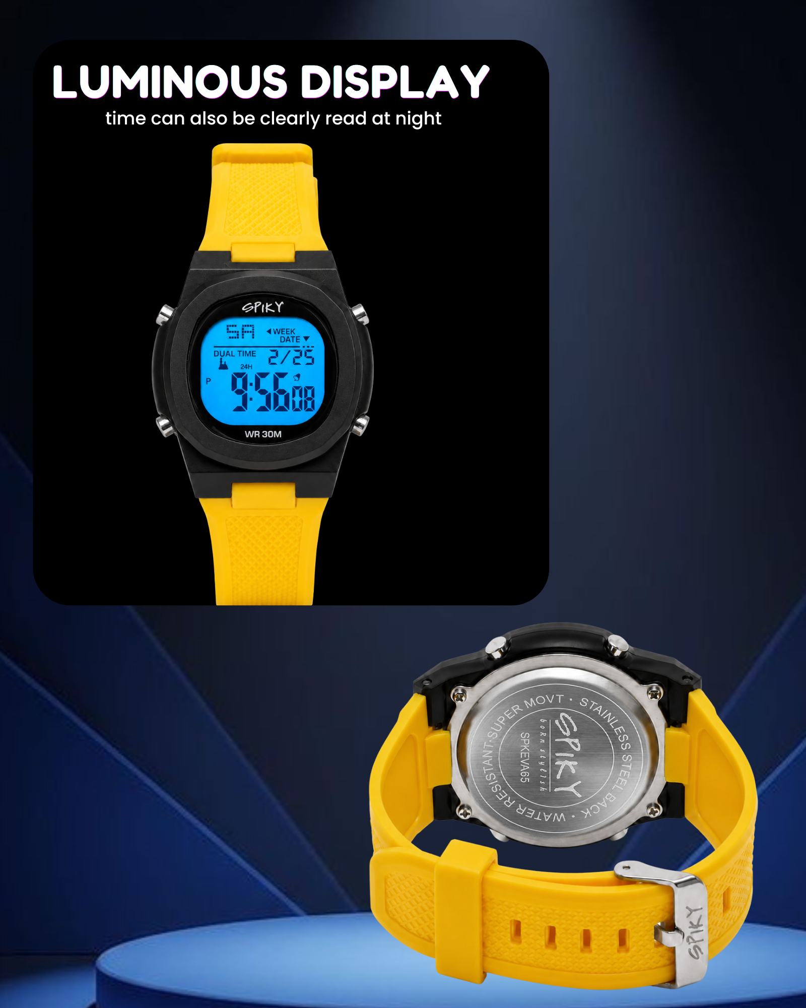 Spiky EVA65 Round Digital Sports Watch for Kids