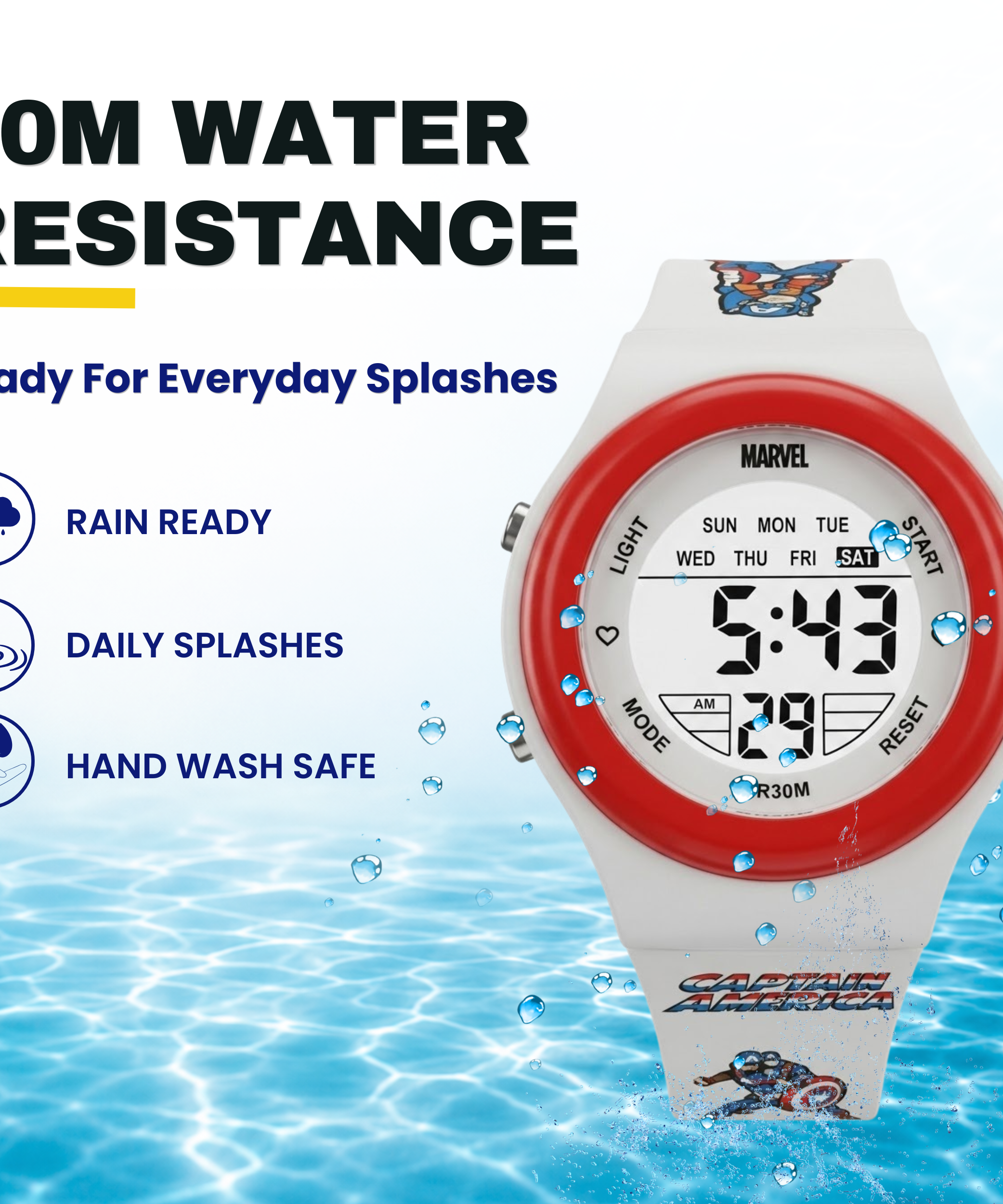 Spiky Captain America theme Digital Kids Watch