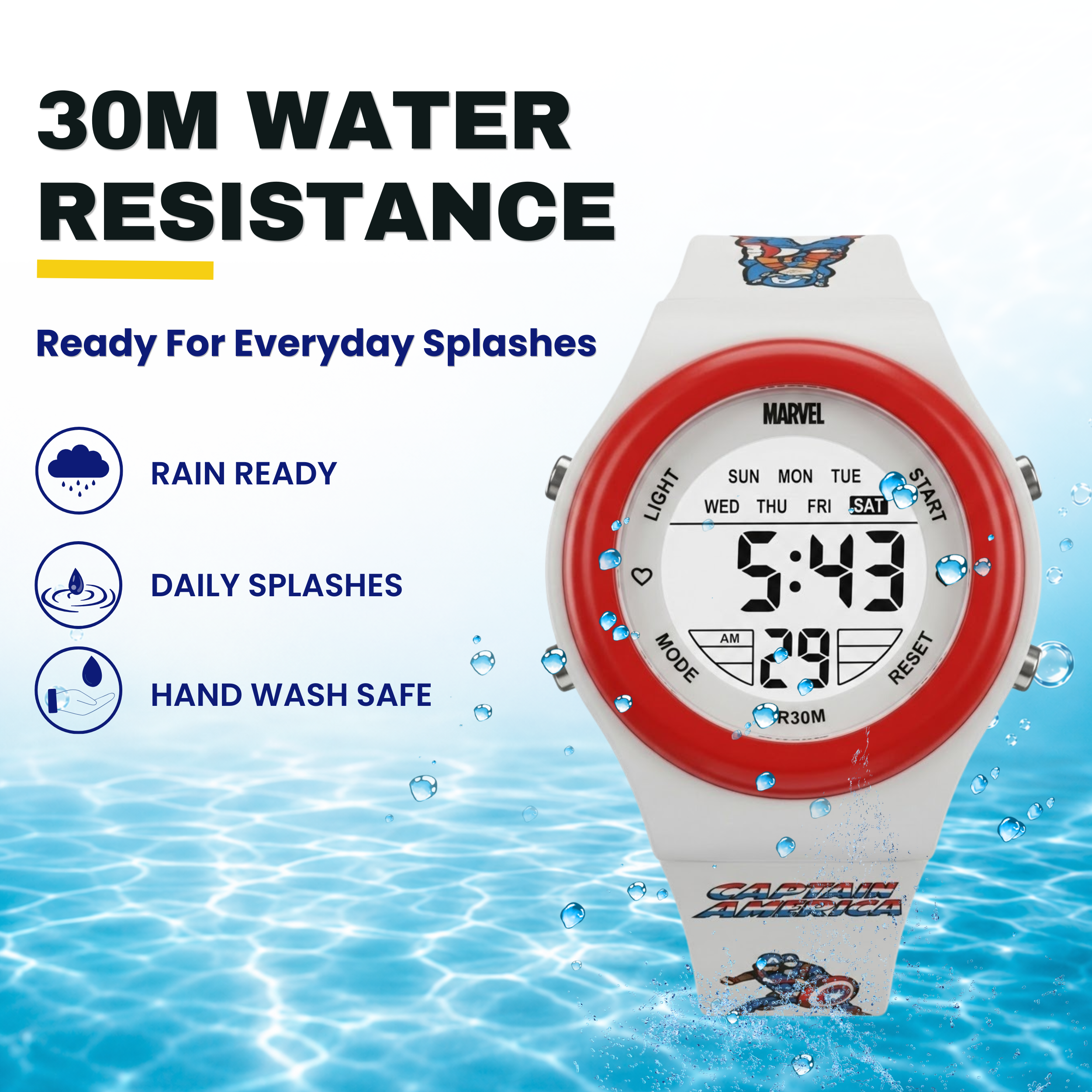 Spiky Captain America theme Digital Kids Watch
