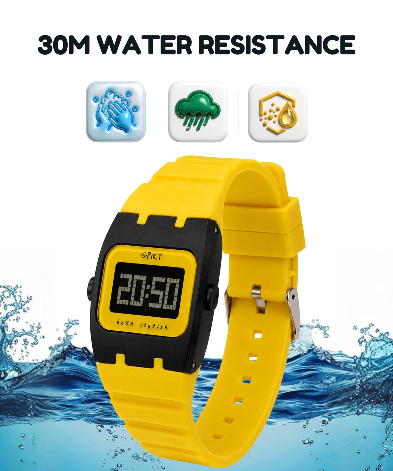 Spiky Rectangle Digital Sports Watch for Kids