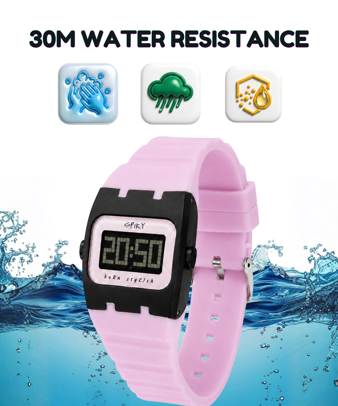 Spiky Rectangle Digital Sports Watch for Kids