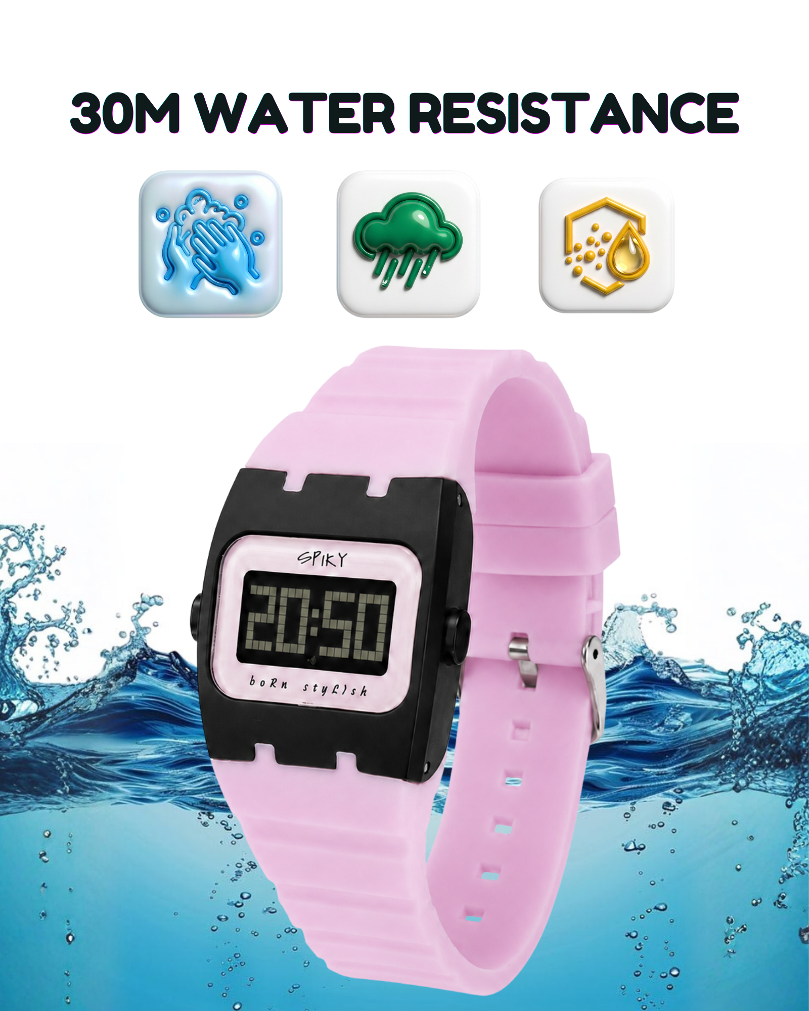 Spiky Rectangle Digital Sports Watch for Kids