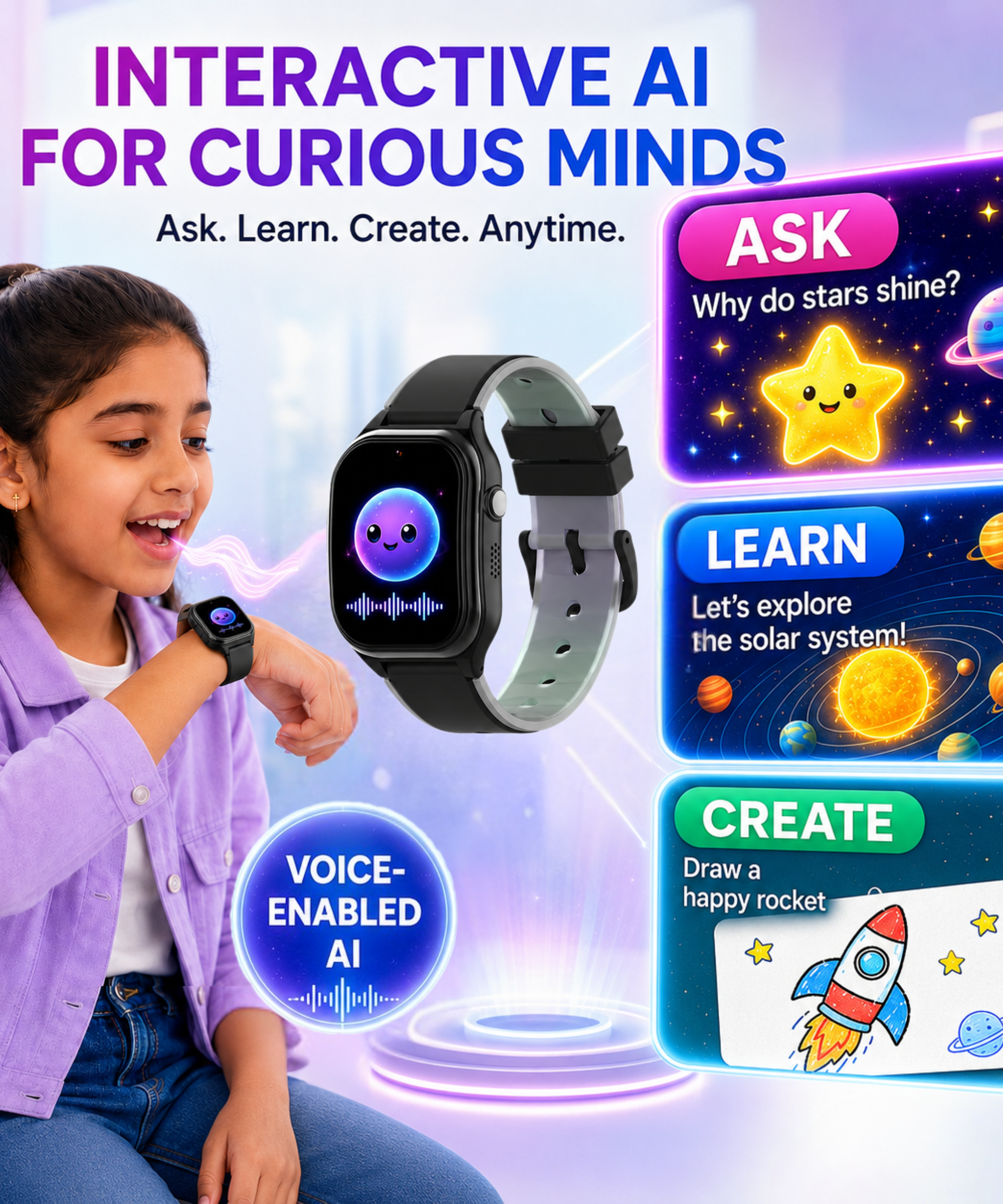 Spiky Smart Ai Video & Voice Calling Smartwatch for Kids