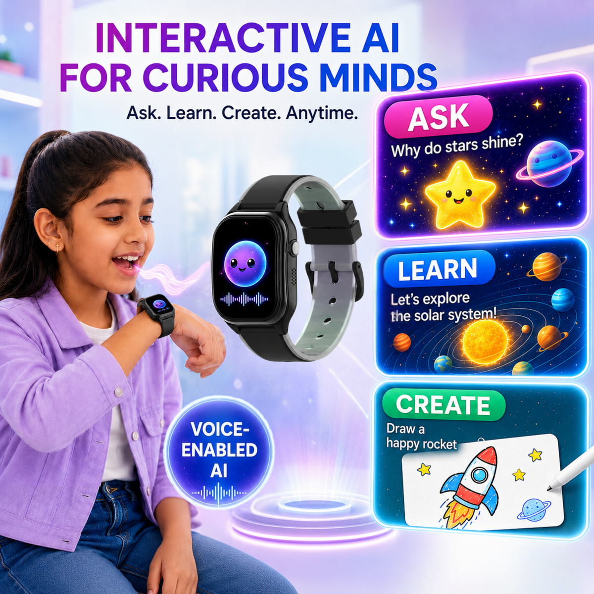 Spiky Smart Ai Video & Voice Calling Smartwatch for Kids