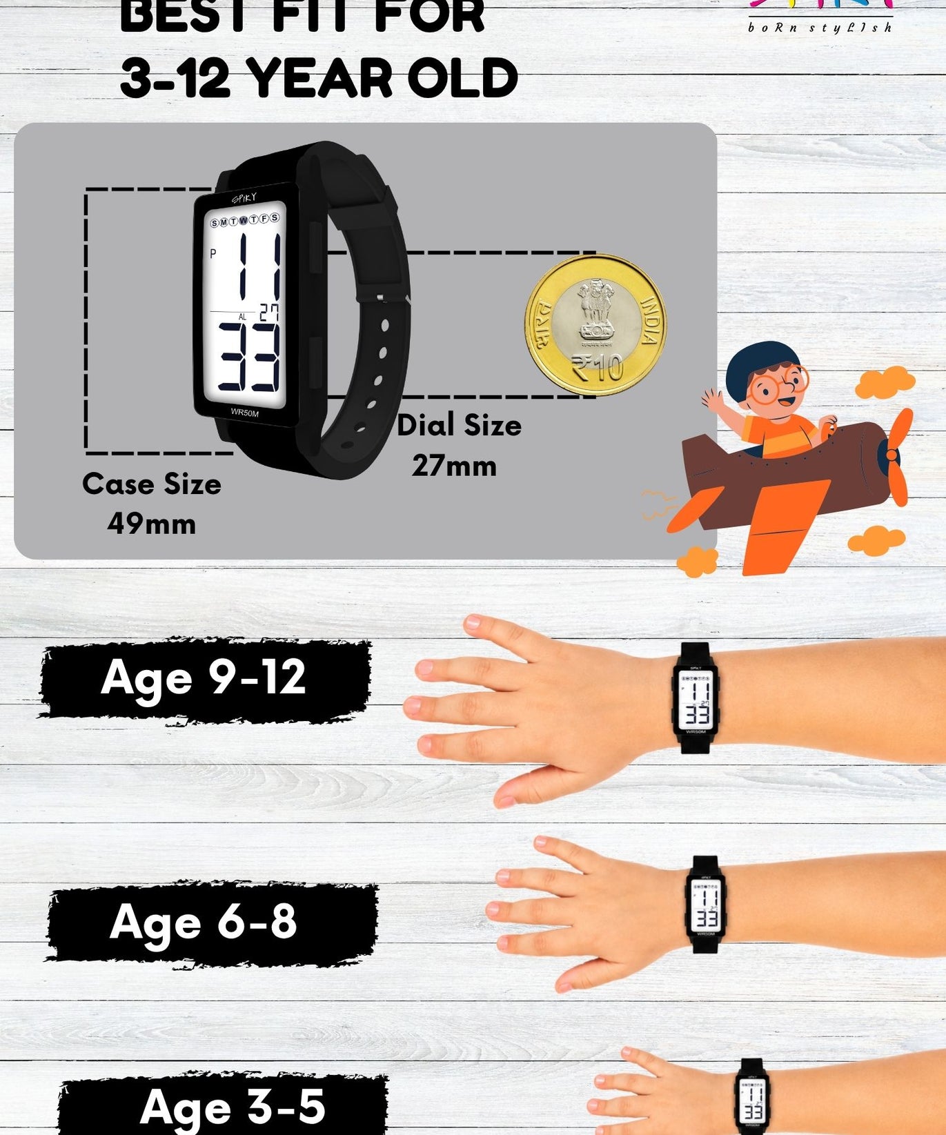 Spiky Multi-functional Digital Sports Watch for Kids EVA44