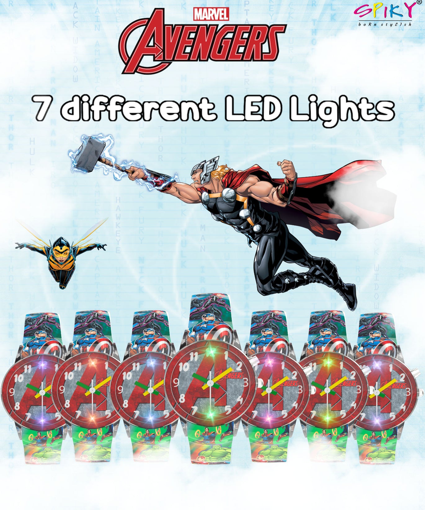 Disney Avengers Analog Kids Watch for Boys and Girls with LED Glowing Light