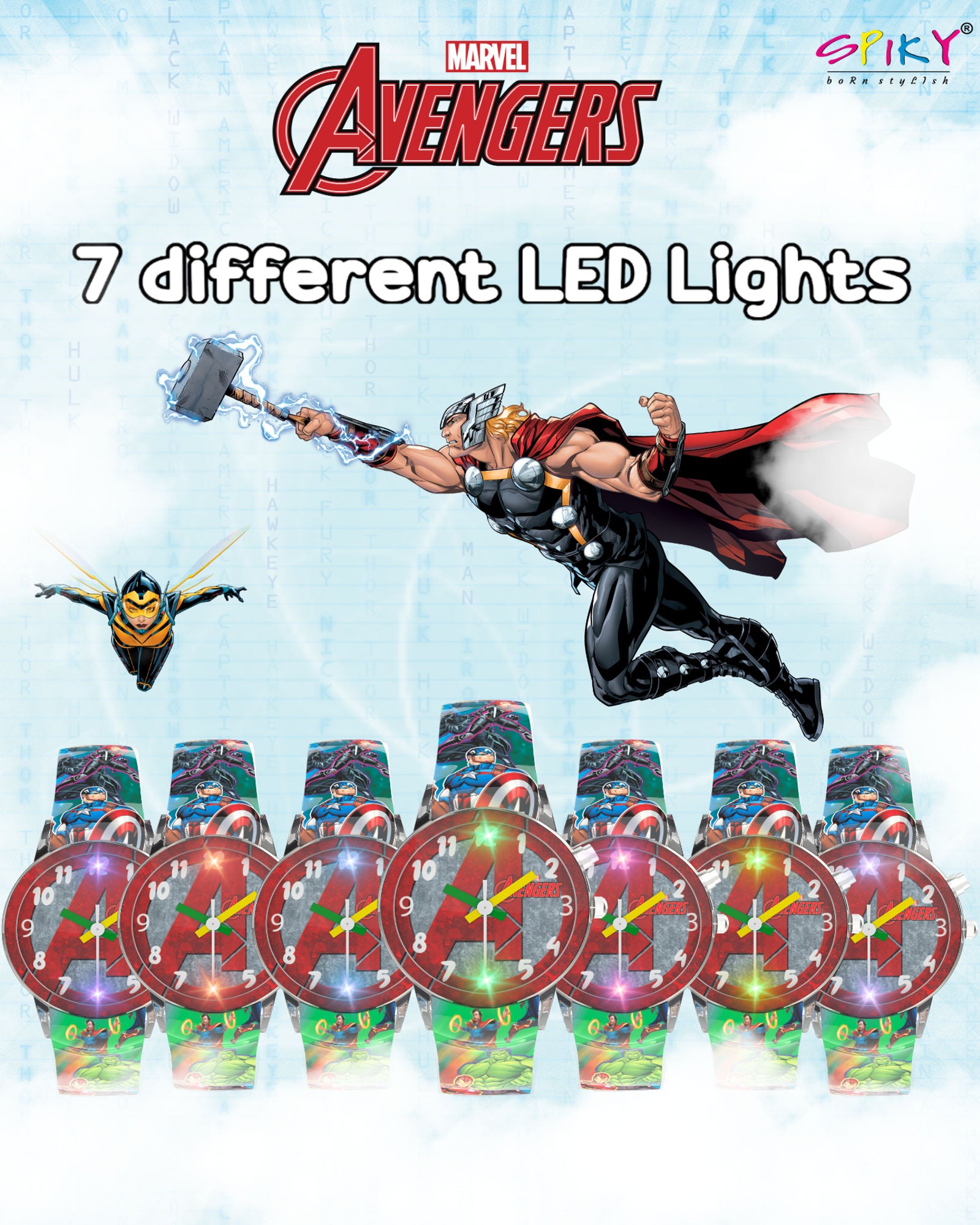 Disney Avengers Analog Kids Watch for Boys and Girls with LED Glowing Light