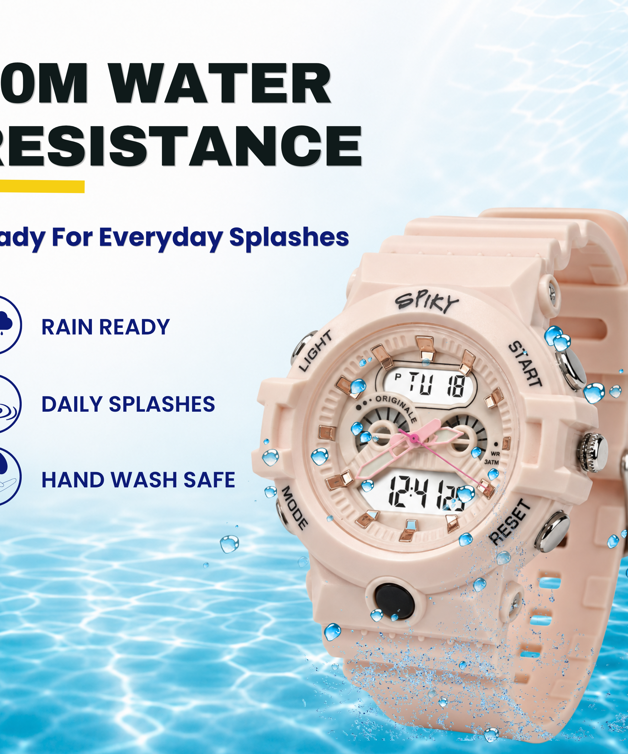 Spiky Round Analog Digital  Sports Watch for Kids Girls