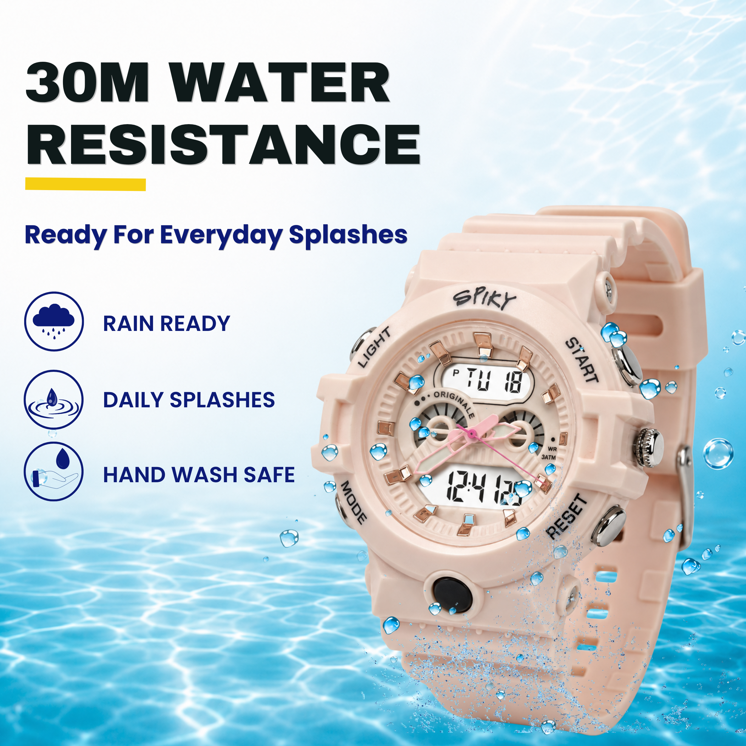 Spiky Round Analog Digital  Sports Watch for Kids Girls