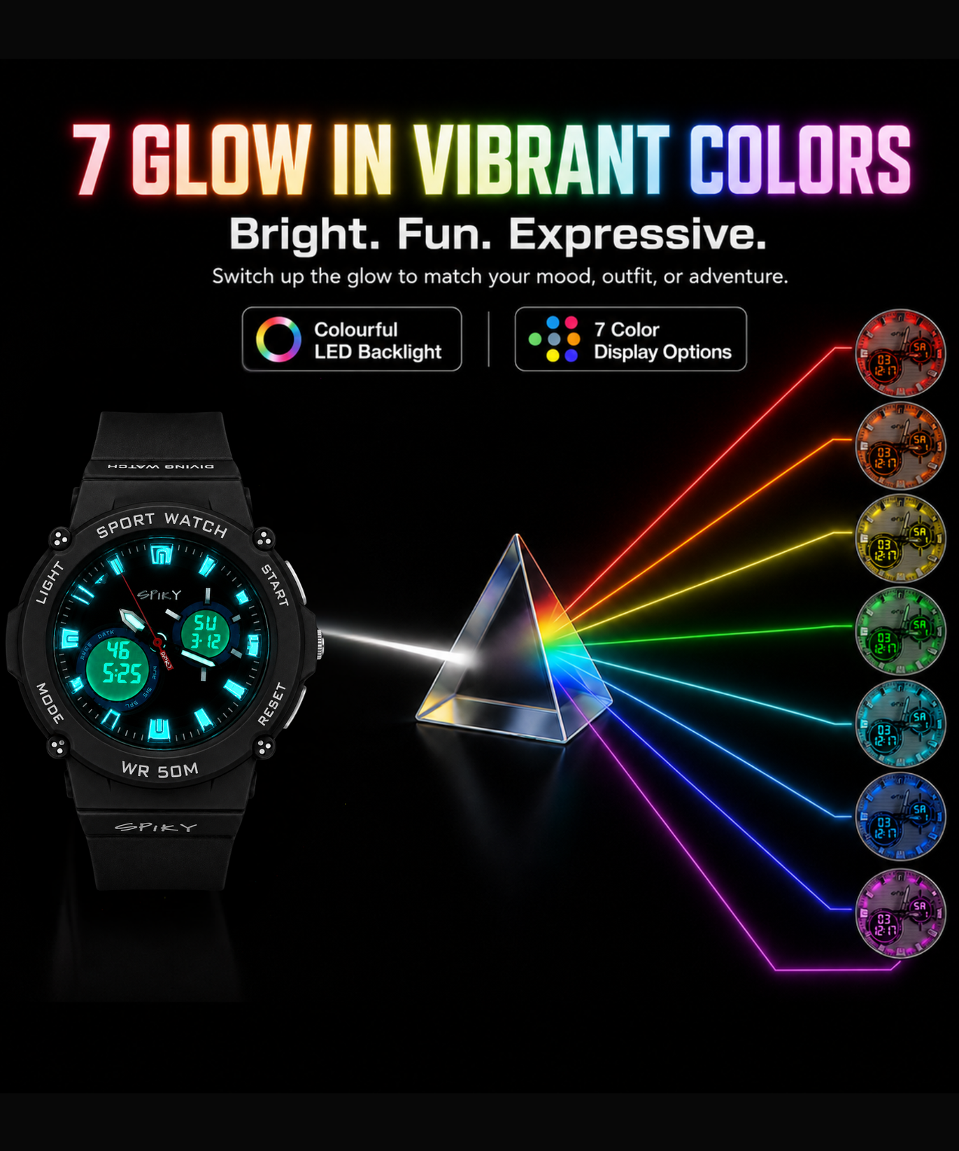 Spiky Analog-Digital Sports Watch for Kids Boys