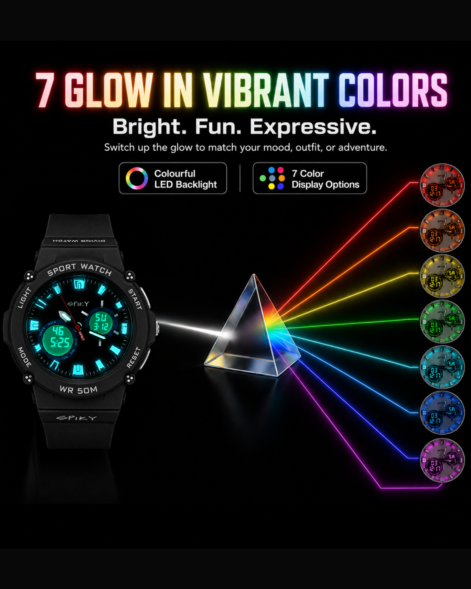Spiky Analog-Digital Sports Watch for Kids Boys