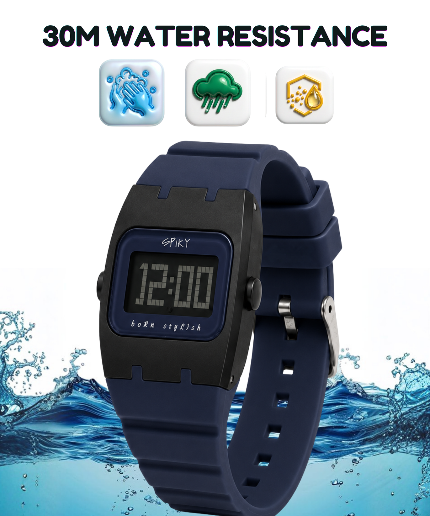 Spiky Rectangle Digital Sports Watch for Kids