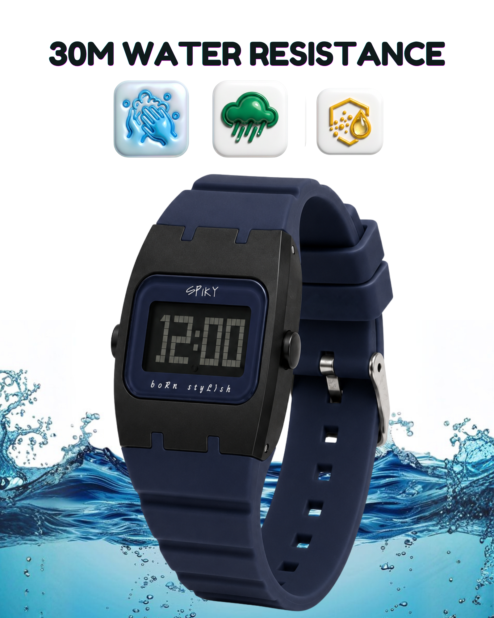 Spiky Rectangle Digital Sports Watch for Kids