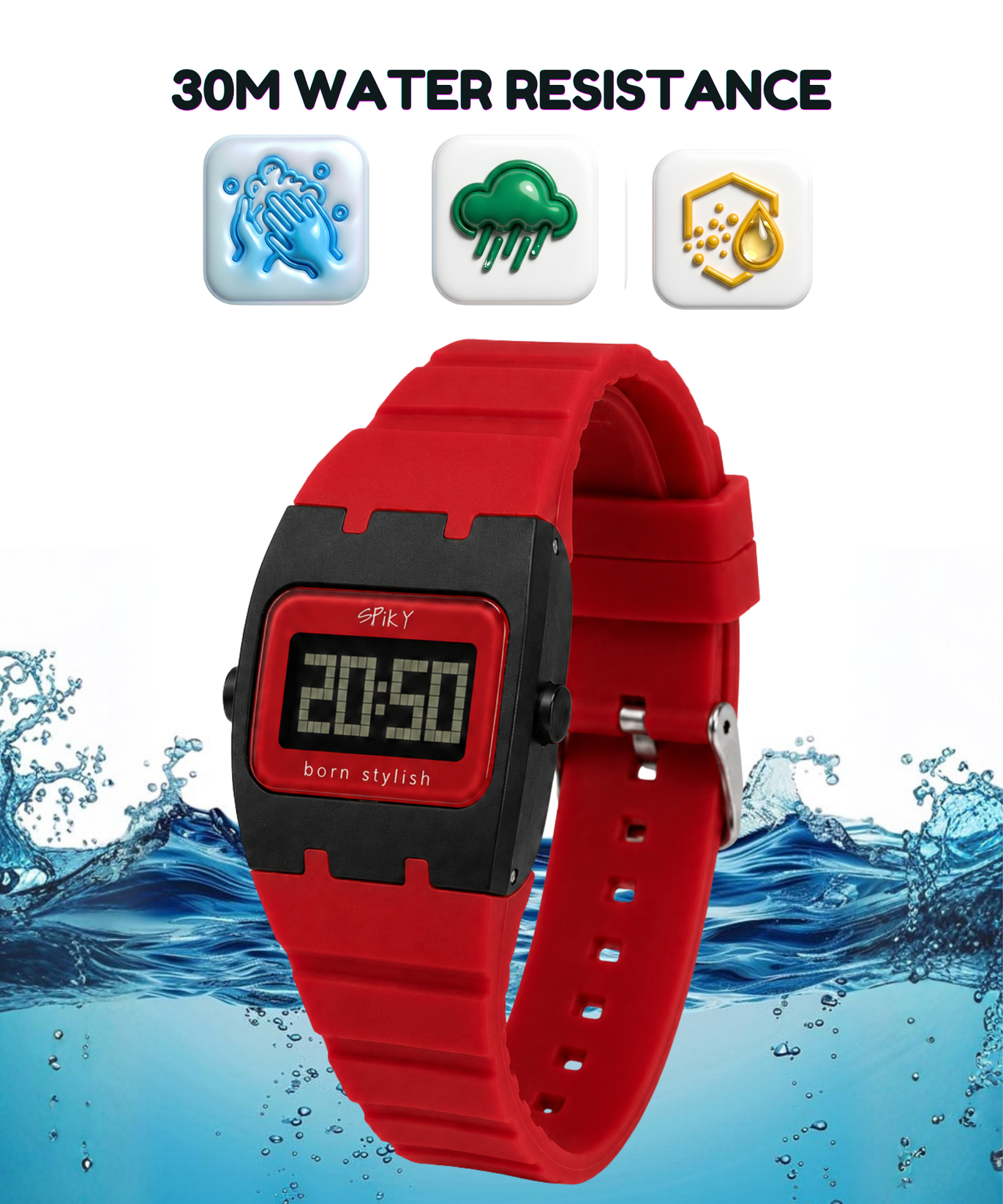 Spiky Rectangle Digital Sports Watch for Kids