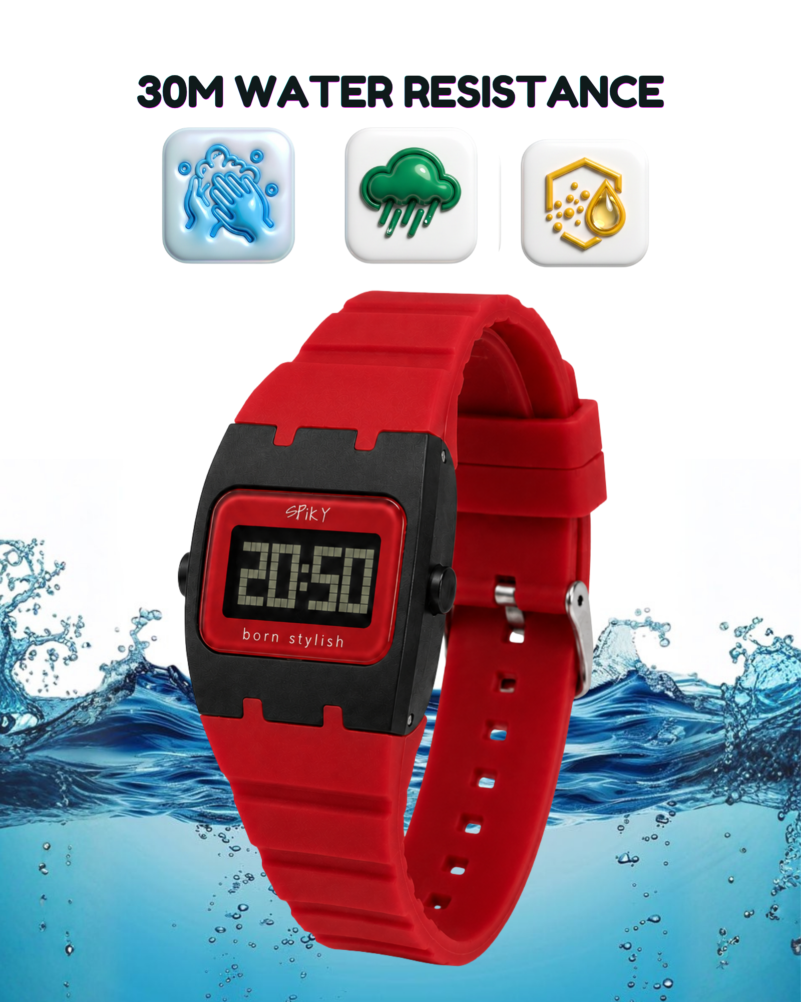 Spiky Rectangle Digital Sports Watch for Kids