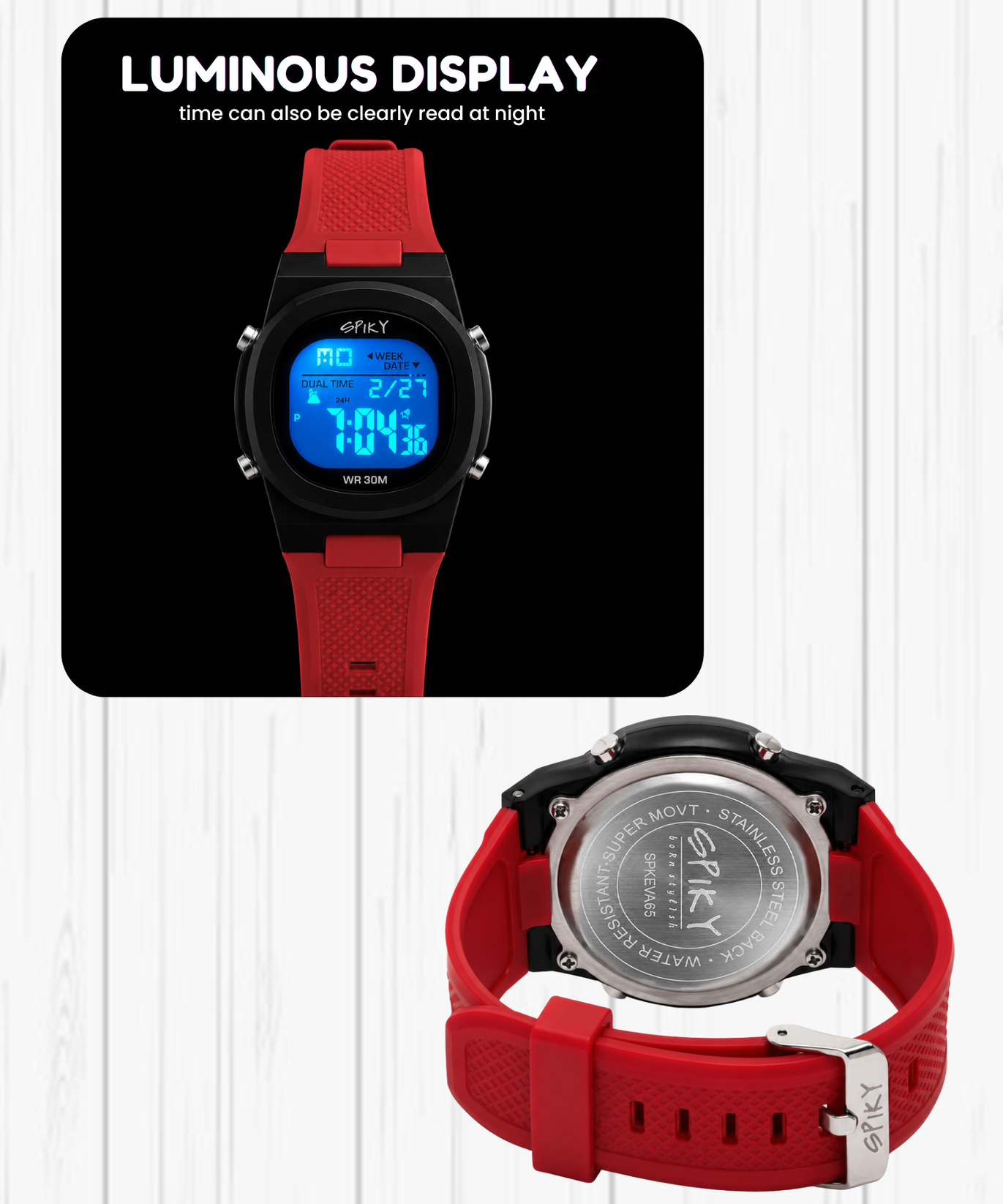 Spiky EVA65 Round Digital Sports Watch for Kids