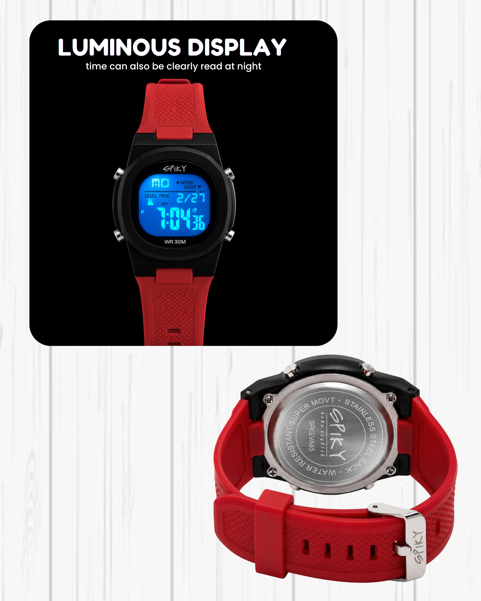 Spiky EVA65 Round Digital Sports Watch for Kids